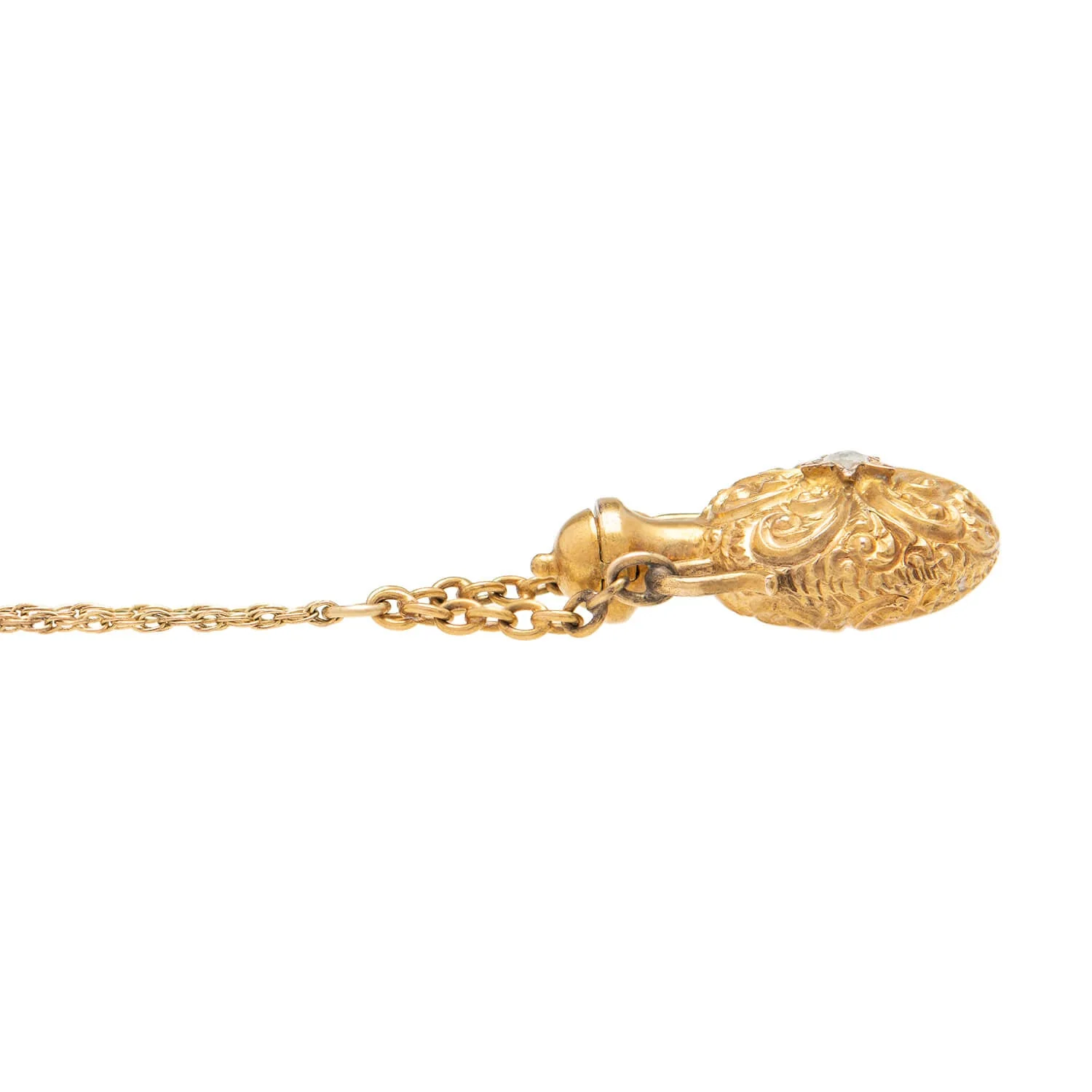 Victorian 15k Diamond Repoussé Vinaigrette Pendant - Image 3