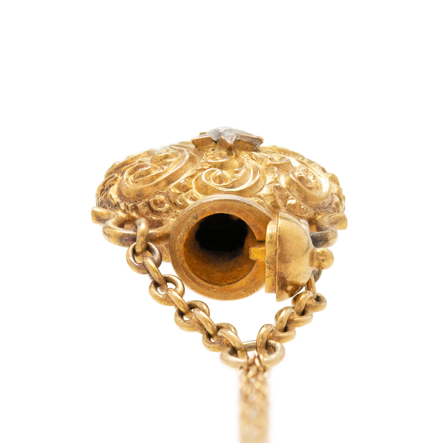 Victorian 15k Diamond Repoussé Vinaigrette Pendant - Image 4
