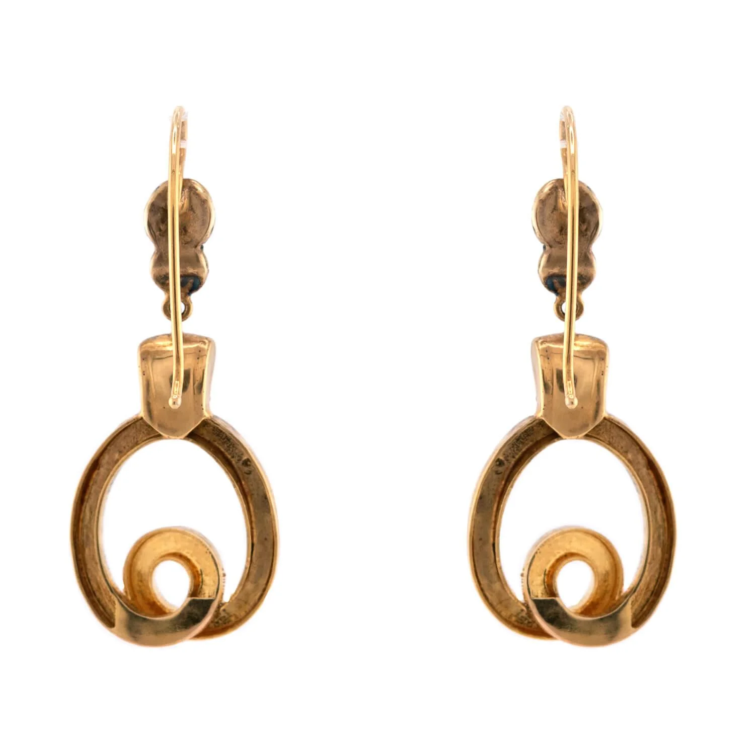 Victorian 14k Diamond Swirl-Motif Dangle Earrings - Image 3