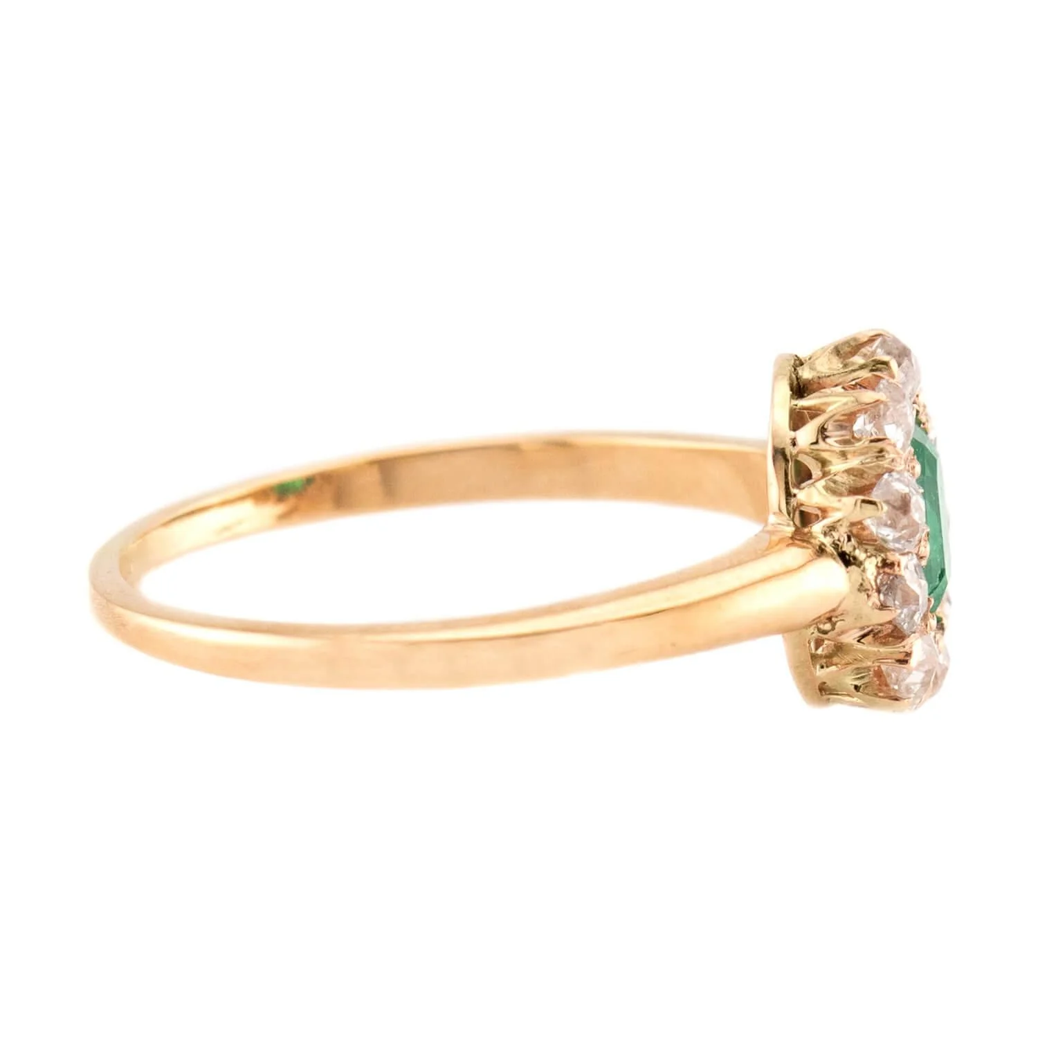 Victorian 14k Emerald & Diamond Halo Ring - Image 3