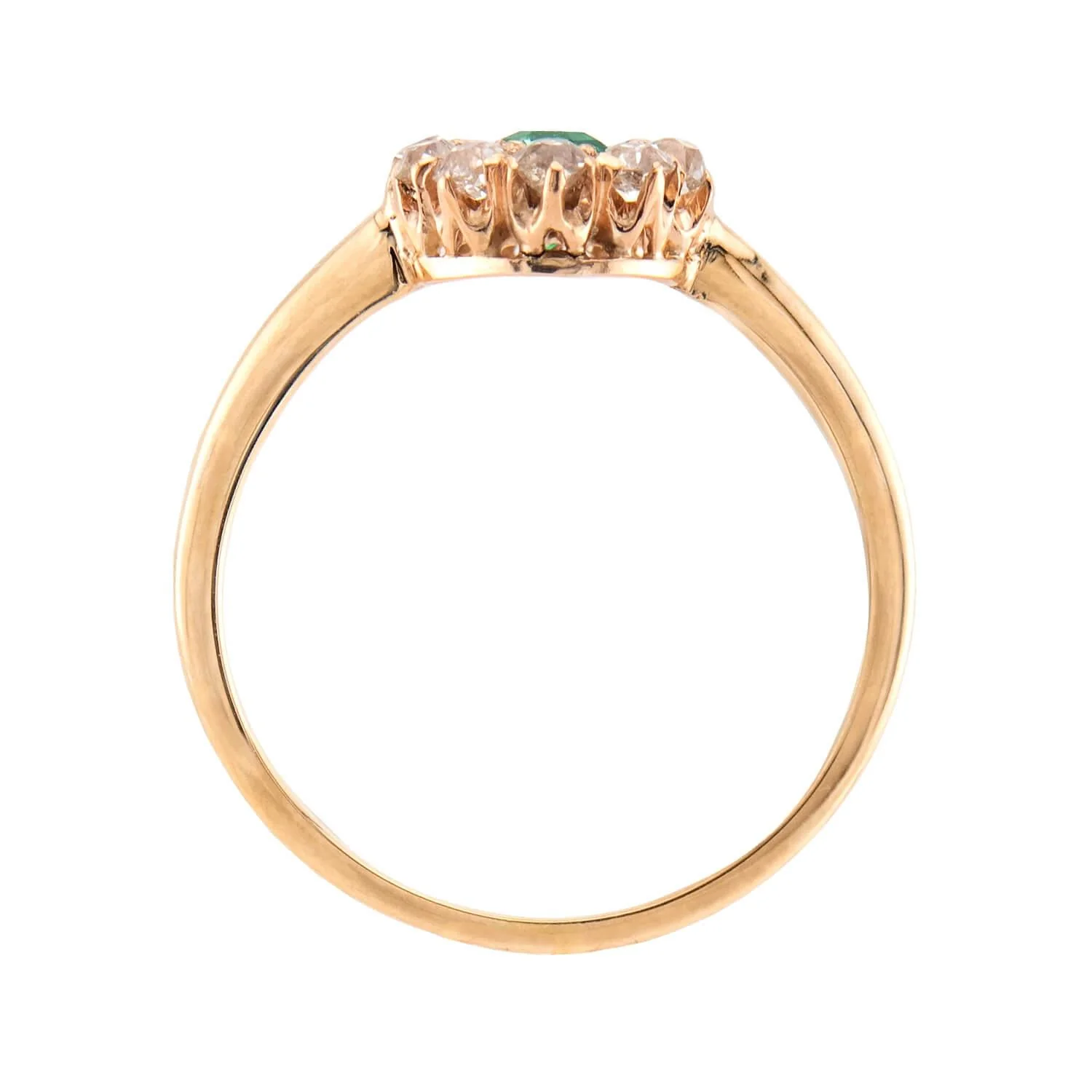 Victorian 14k Emerald & Diamond Halo Ring - Image 4