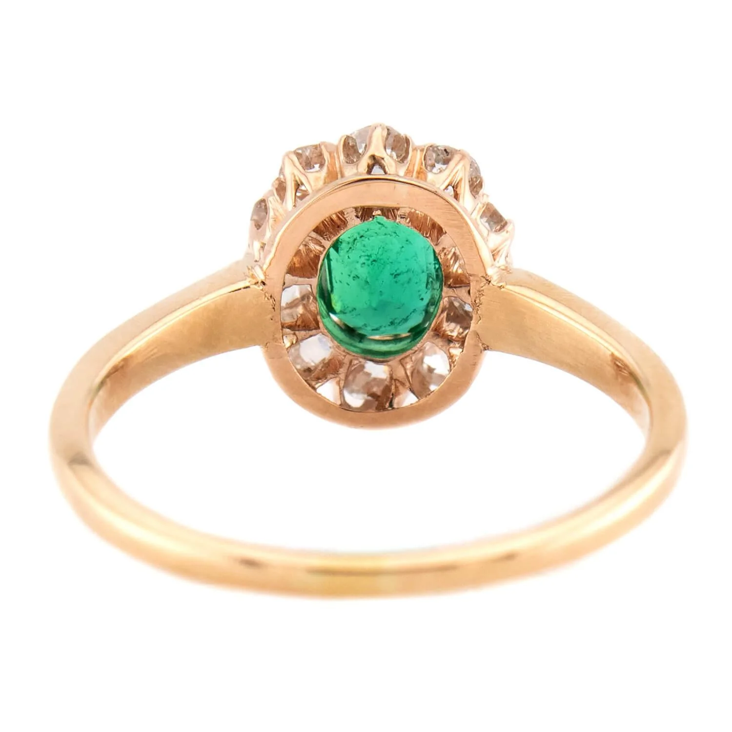 Victorian 14k Emerald & Diamond Halo Ring - Image 5