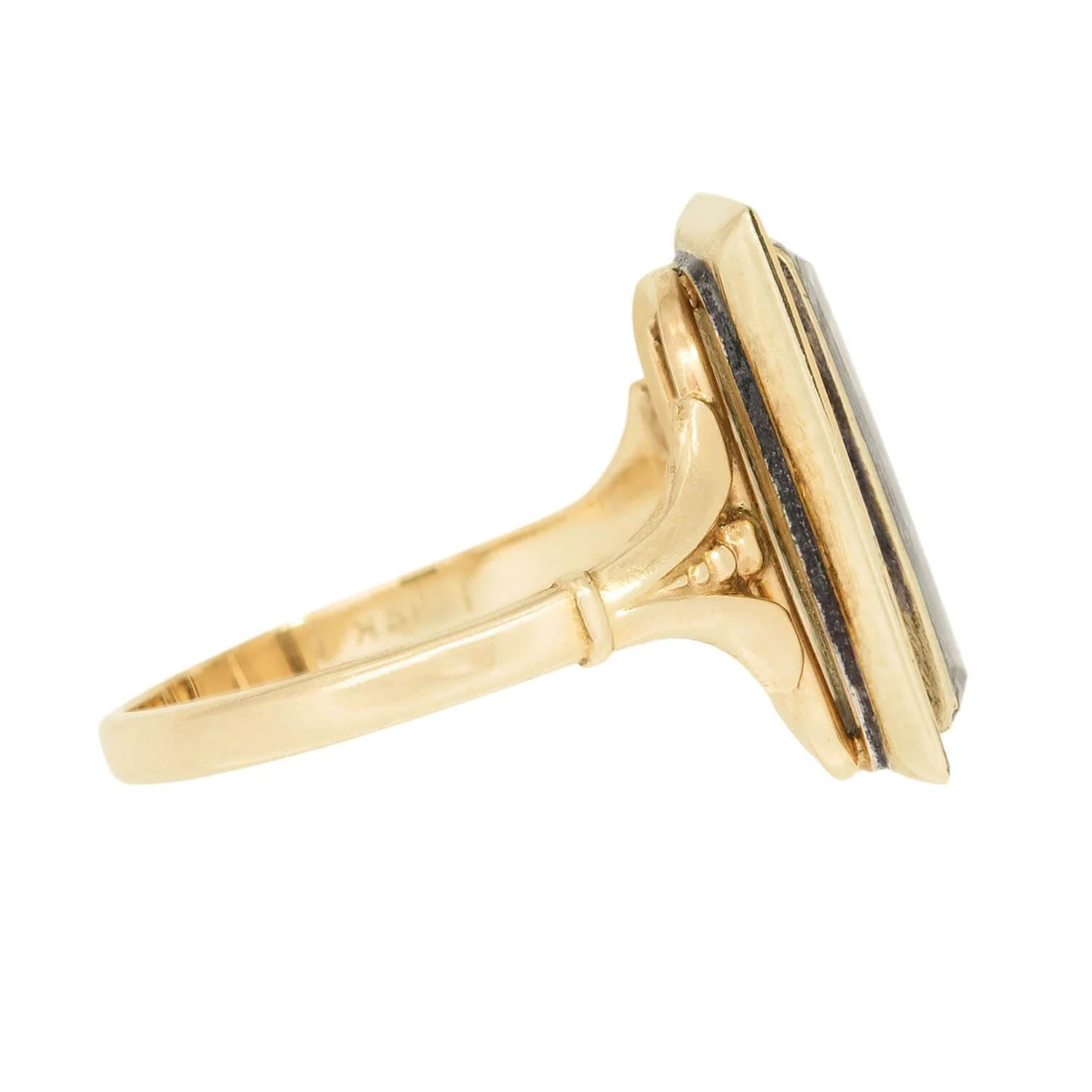 Victorian 14k Enamel & Woven Hair Mourning Ring - Image 3