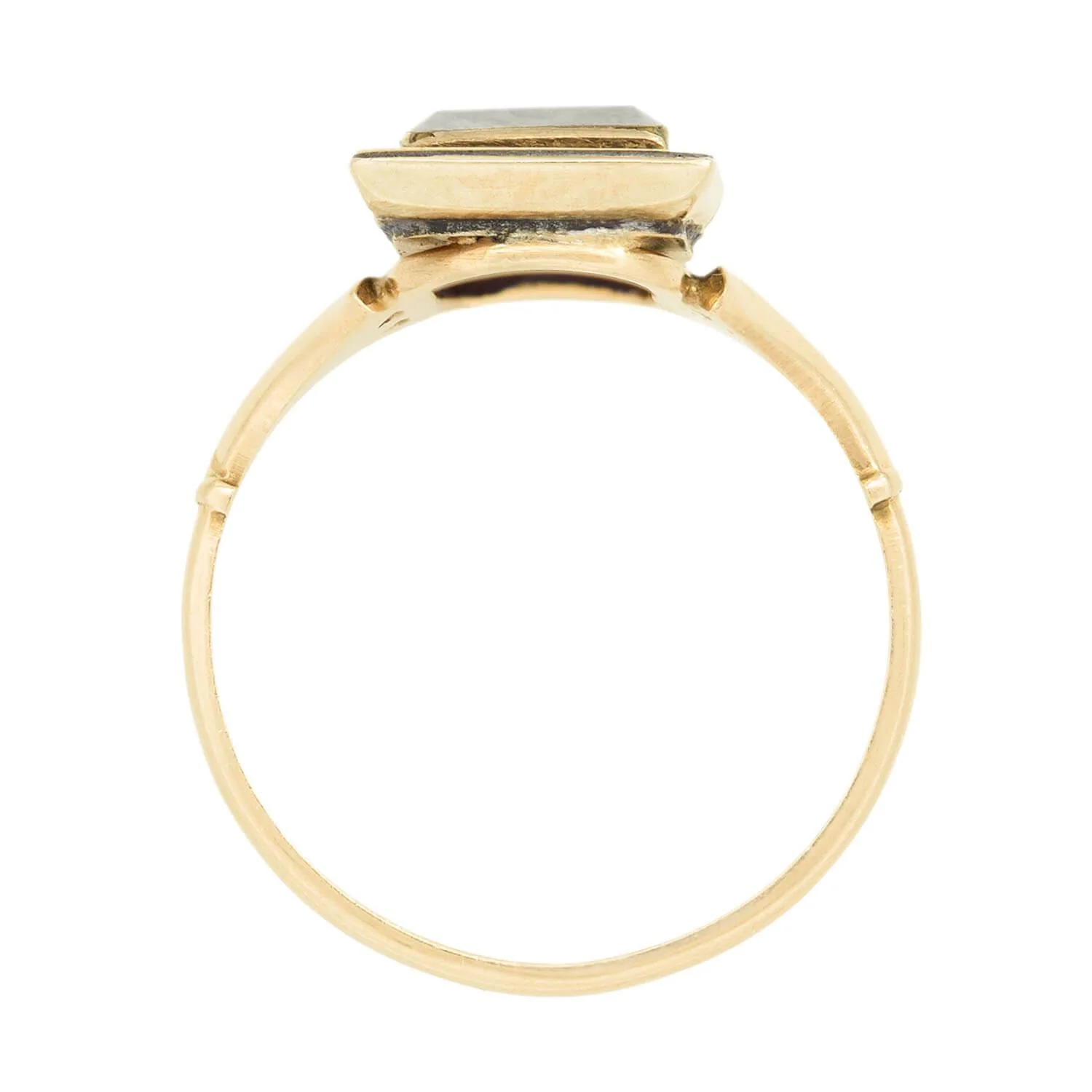 Victorian 14k Enamel & Woven Hair Mourning Ring - Image 4