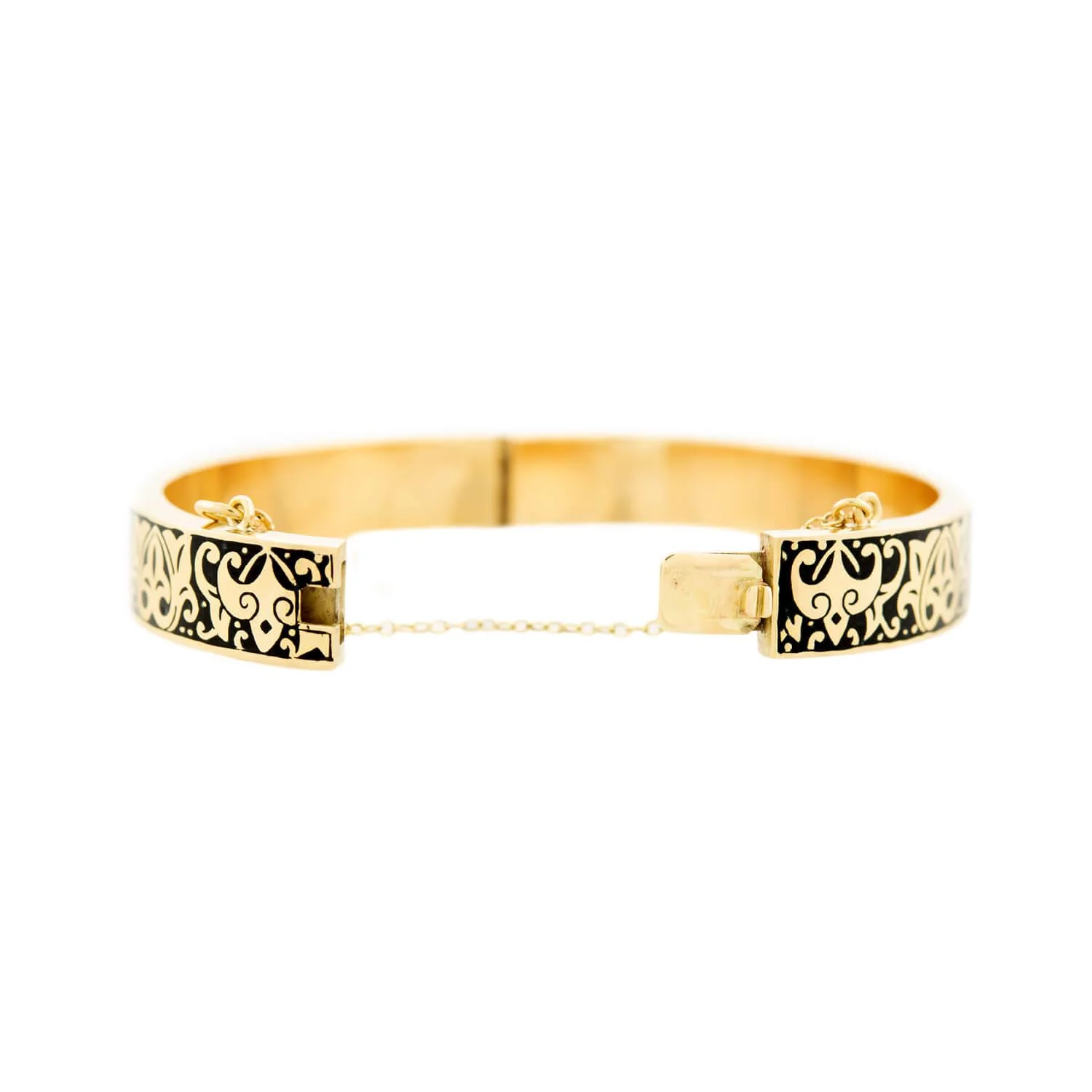 Victorian 14k Enameled Hinged Bangle - Image 6