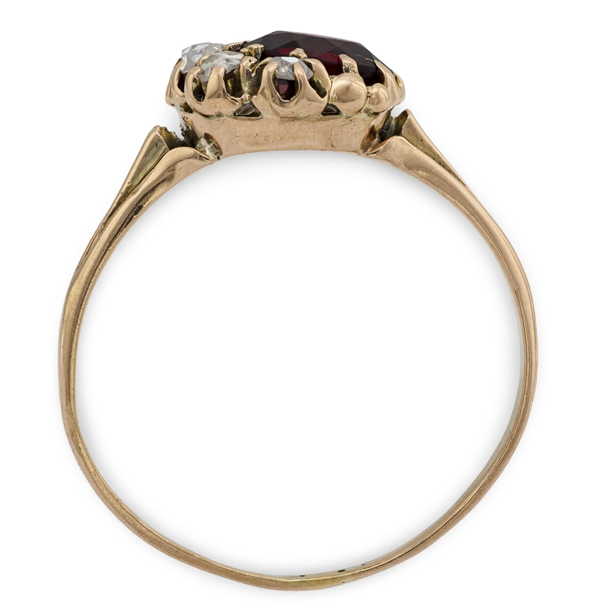 Victorian 14k Garnet and Diamond Crescent-Motif Ring - Image 3