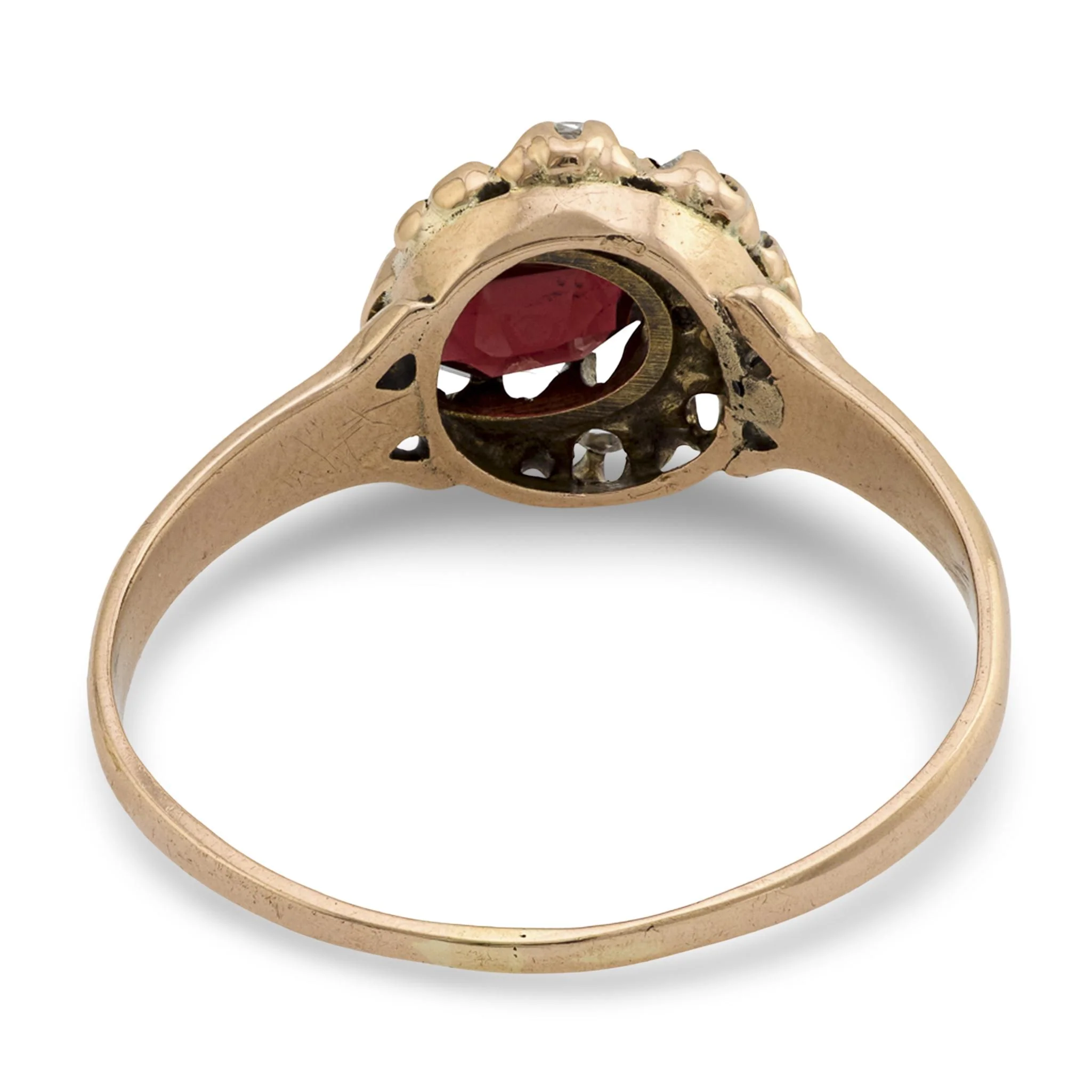 Victorian 14k Garnet and Diamond Crescent-Motif Ring - Image 4