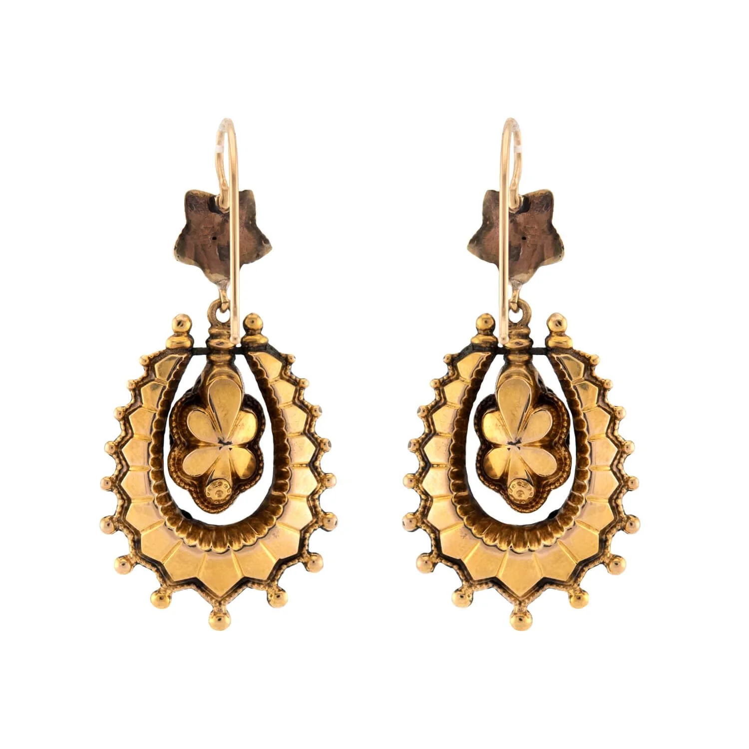 Victorian 14k Garnet Dangle Earrings - Image 3