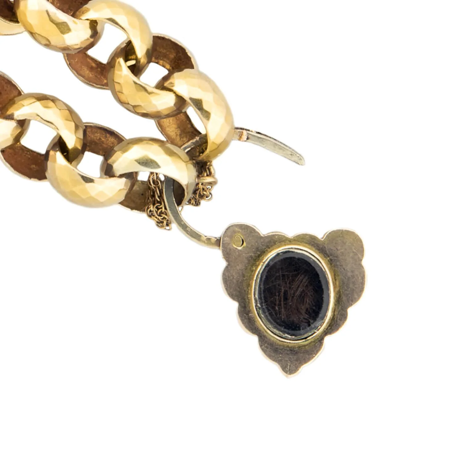 Victorian 14k Garnet Mariner Link Padlock Locket Bracelet - Image 6