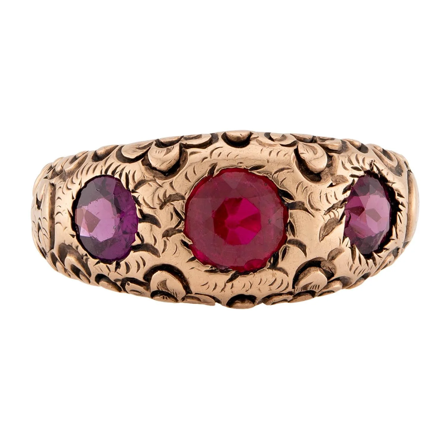 Victorian 14k Garnet & Red Spinel Three Stone Ring - Image 2