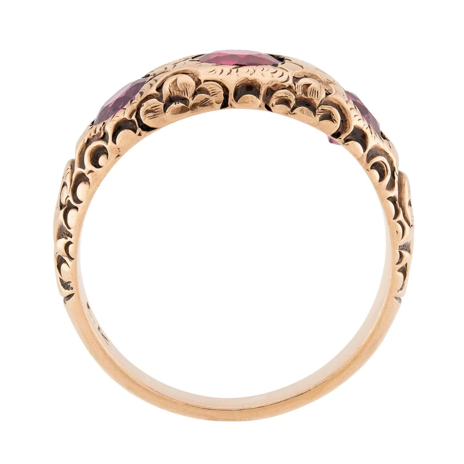 Victorian 14k Garnet & Red Spinel Three Stone Ring - Image 4
