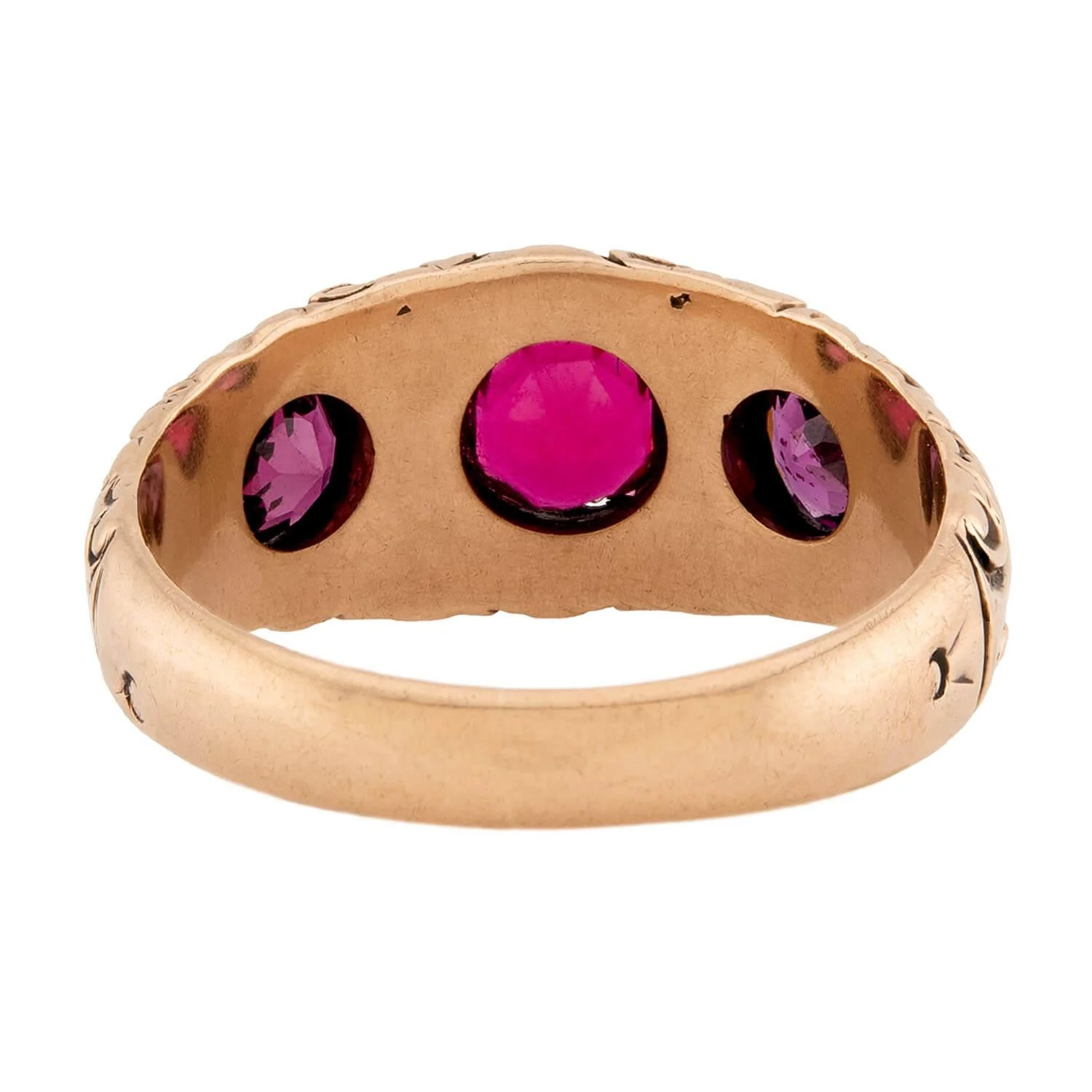 Victorian 14k Garnet & Red Spinel Three Stone Ring - Image 5