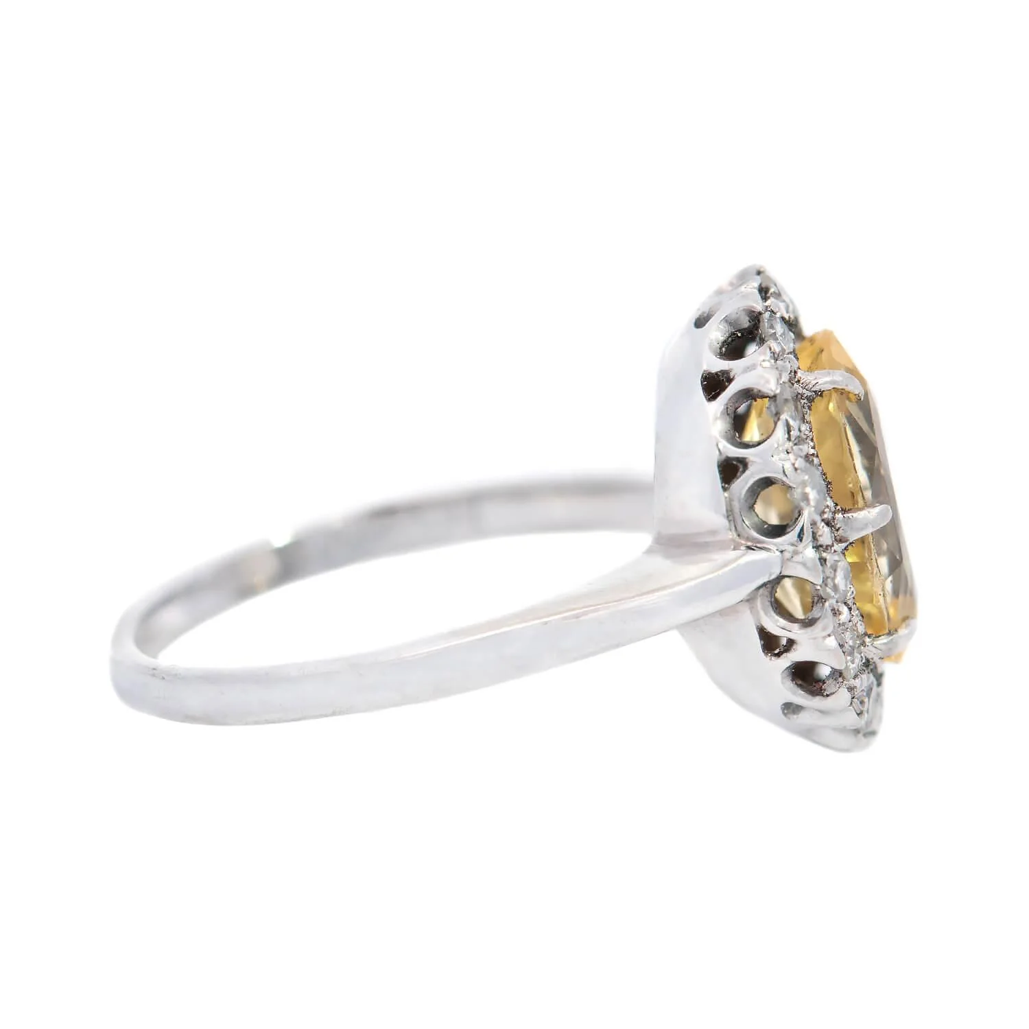 Victorian 14k GIA No Heat 3.96 Ceylon Sapphire & Diamond Ring - Image 3