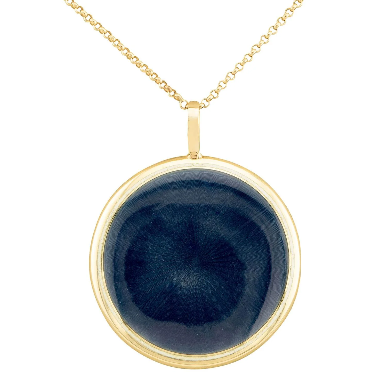 Victorian 14k Guilloche Enamel & Diamond Locket Pendant Necklace - Image 4