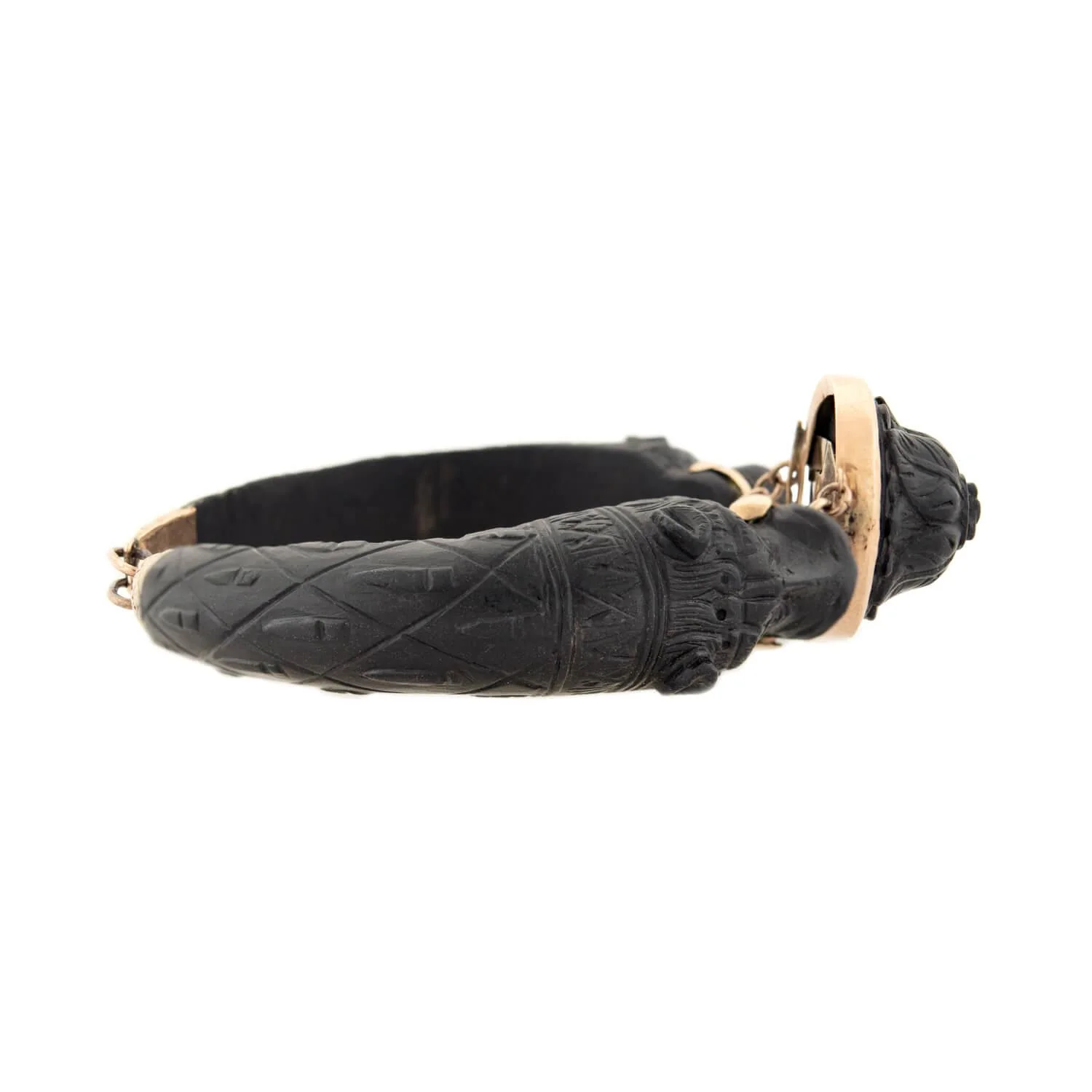 Victorian 14k Gutta Percha Carved Lion Bracelet - Image 3