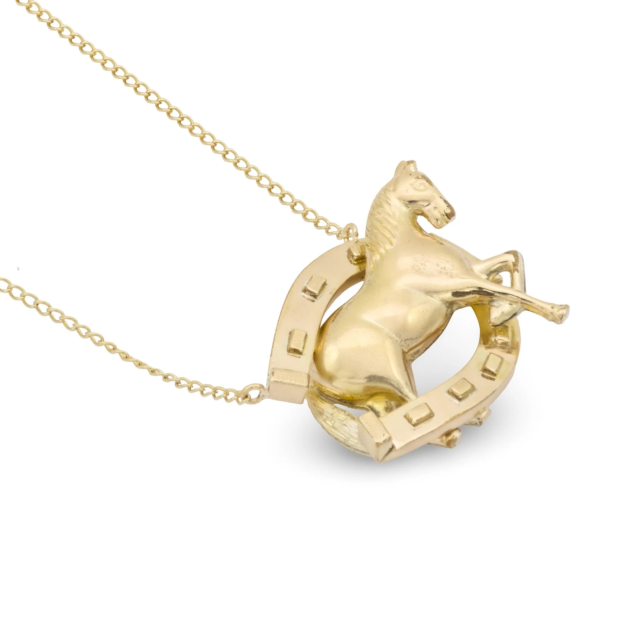 Victorian 14k Horse & Horseshoe Pendant Necklace - Image 3