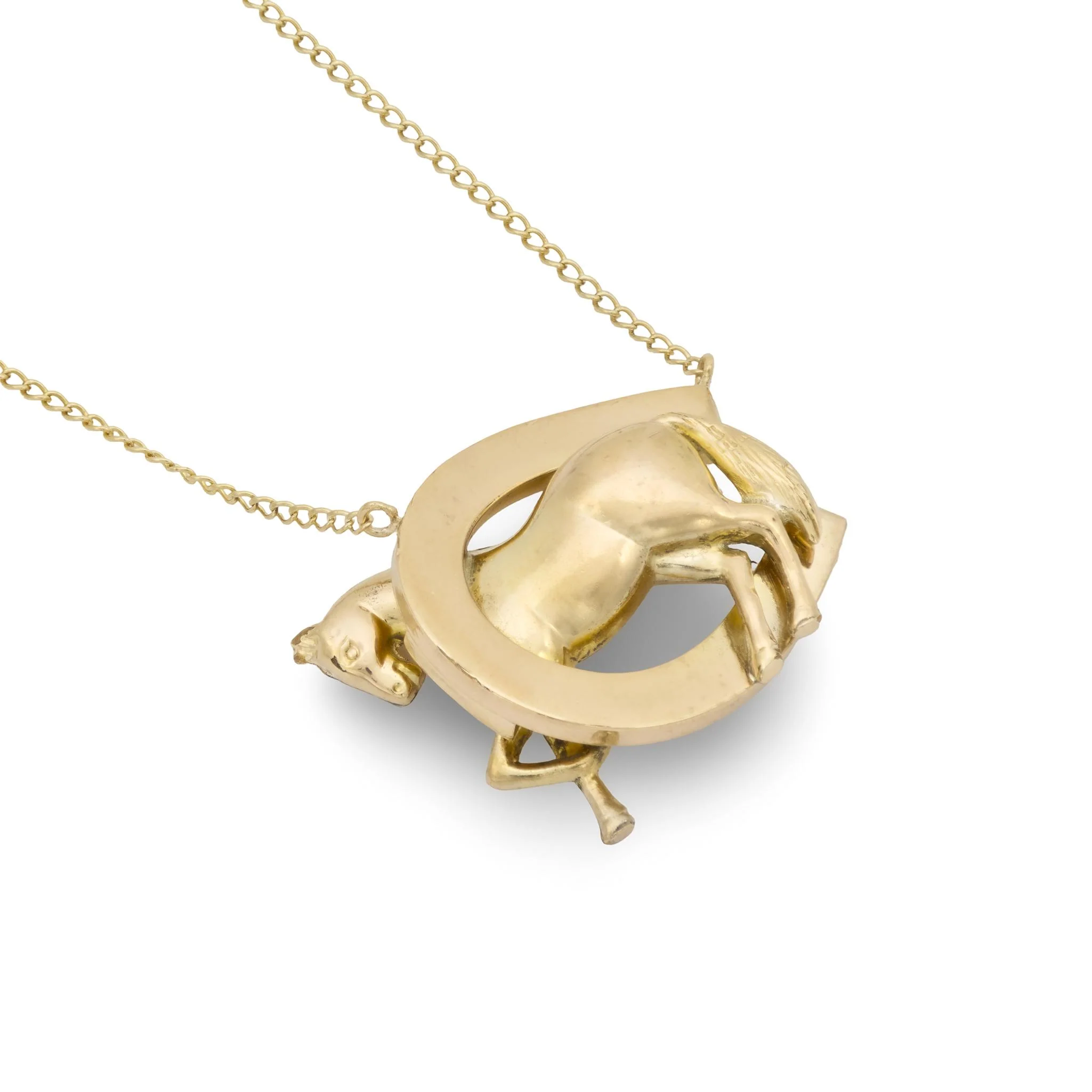 Victorian 14k Horse & Horseshoe Pendant Necklace - Image 4