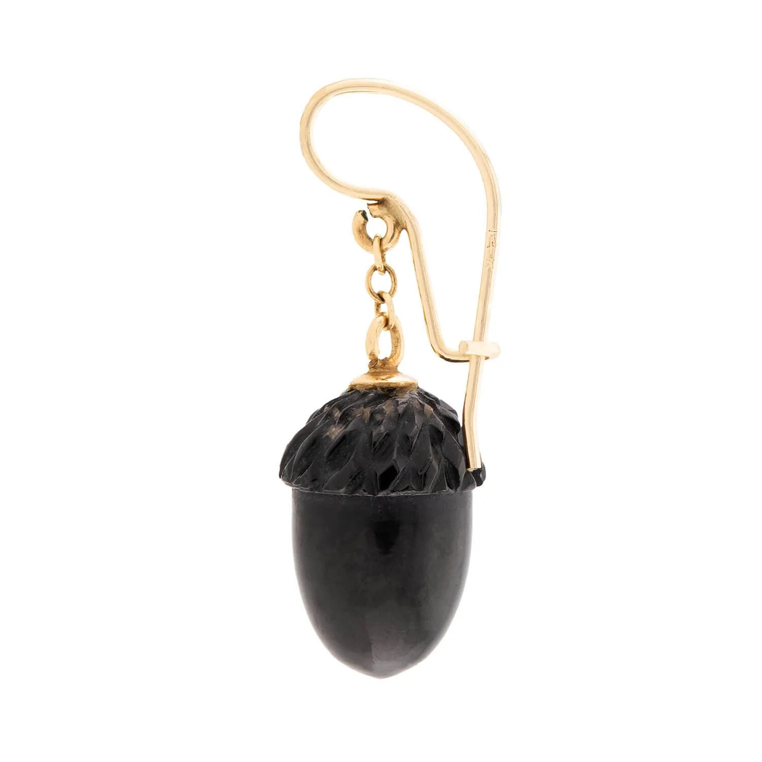 Victorian 14k Jet Acorn Earrings - Image 2