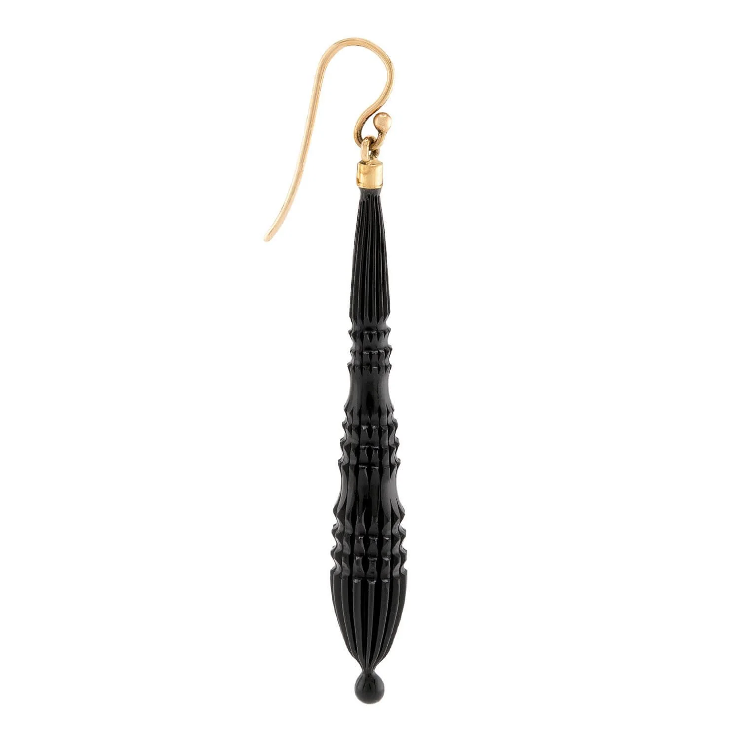 Victorian 14k Jet Dangle Earrings - Image 2