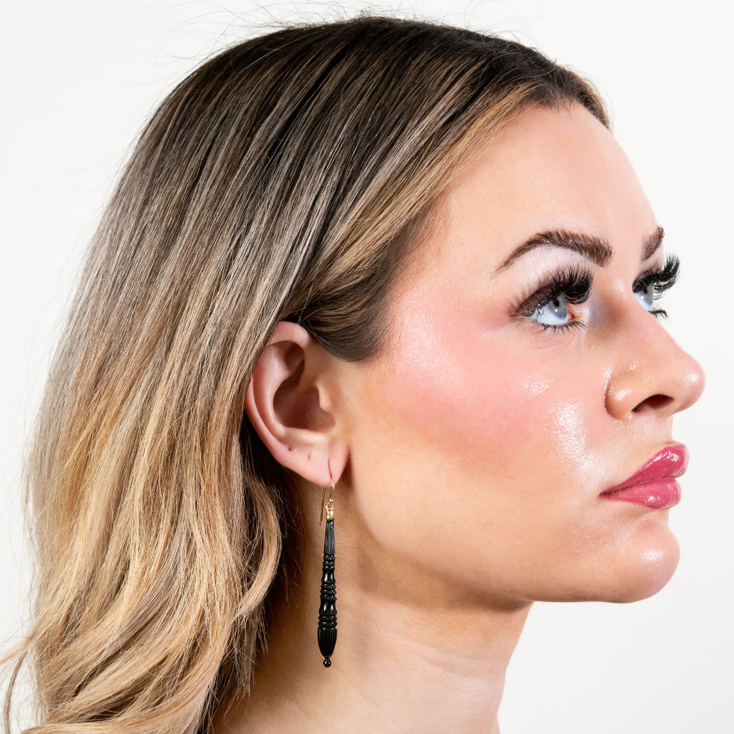 Victorian 14k Jet Dangle Earrings - Image 4