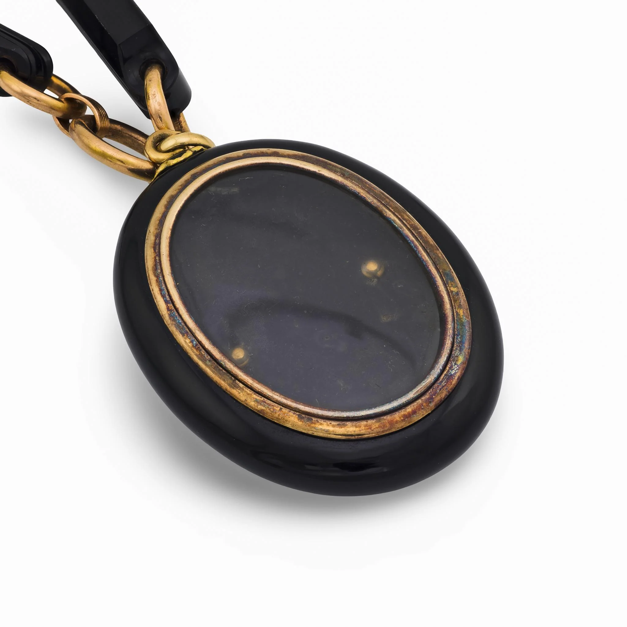 Victorian 14k Jet & Pearl Locket Pendant Necklace - Image 5