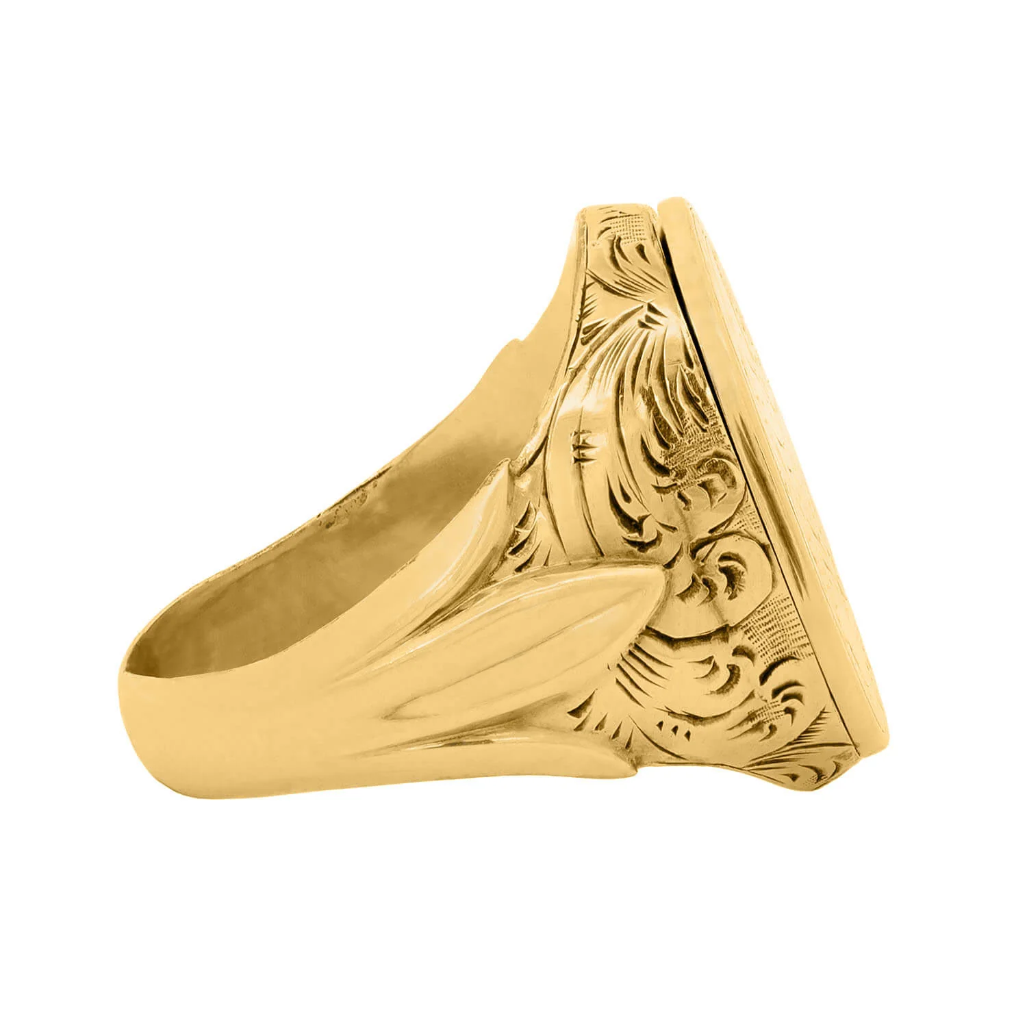 Victorian 14k Monogram w/Floral Motif Locket Ring - Image 3