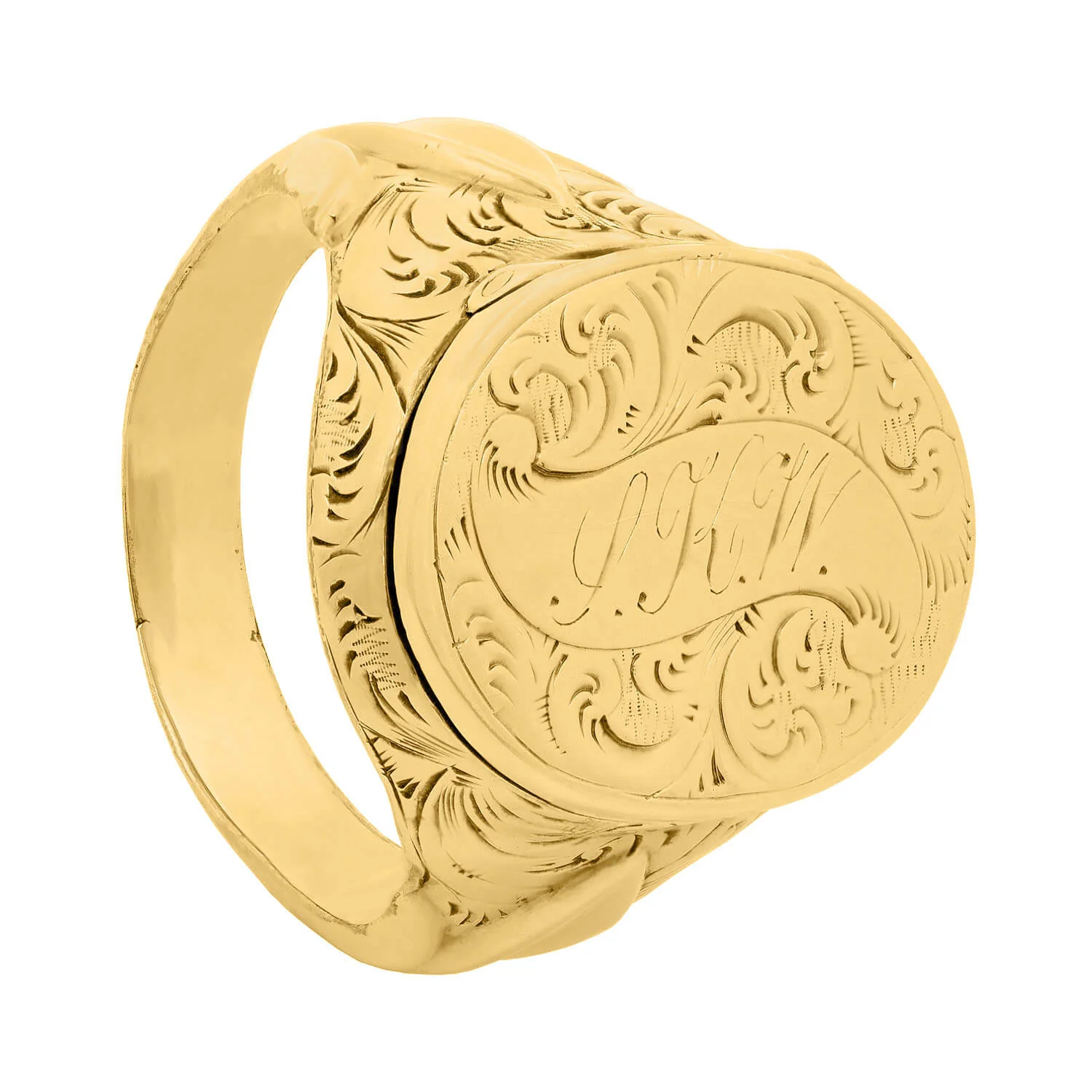 Victorian 14k Monogram w/Floral Motif Locket Ring - Image 5