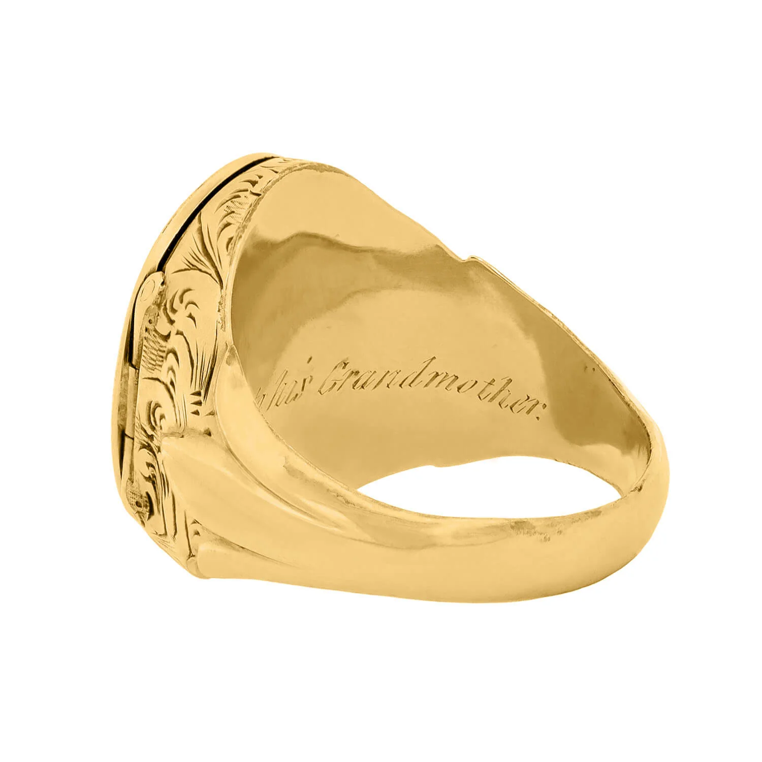 Victorian 14k Monogram w/Floral Motif Locket Ring - Image 8