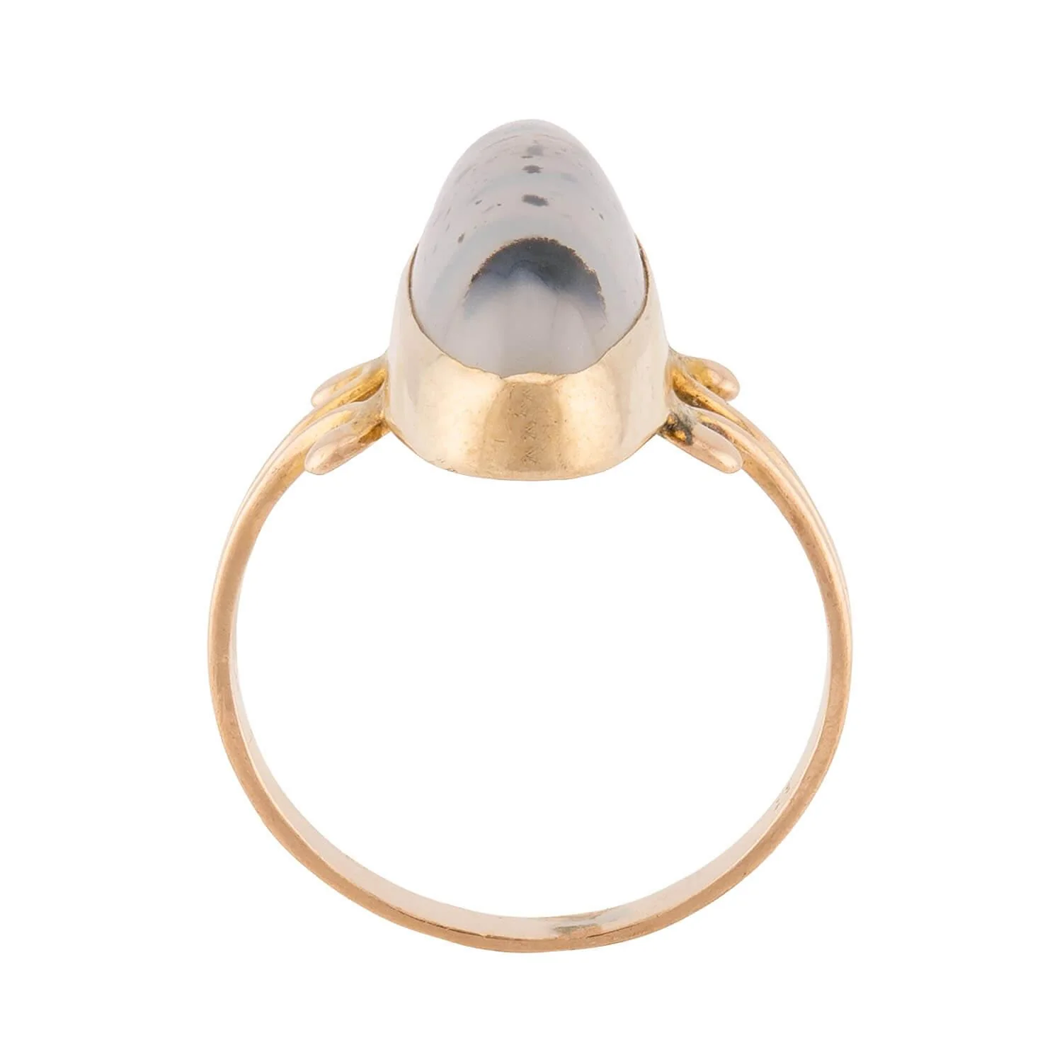 Victorian 14k Moss Agate Navette Ring - Image 4
