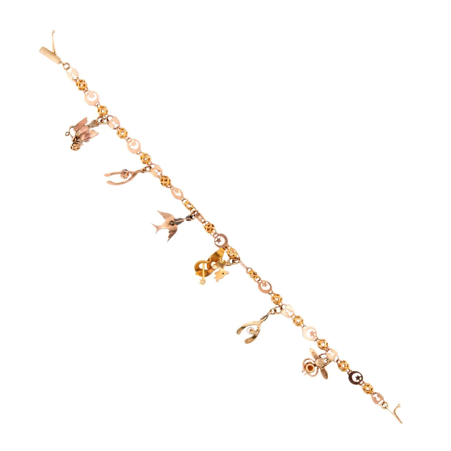 Victorian 14k Multi-Stone Charm Bracelet - Image 4