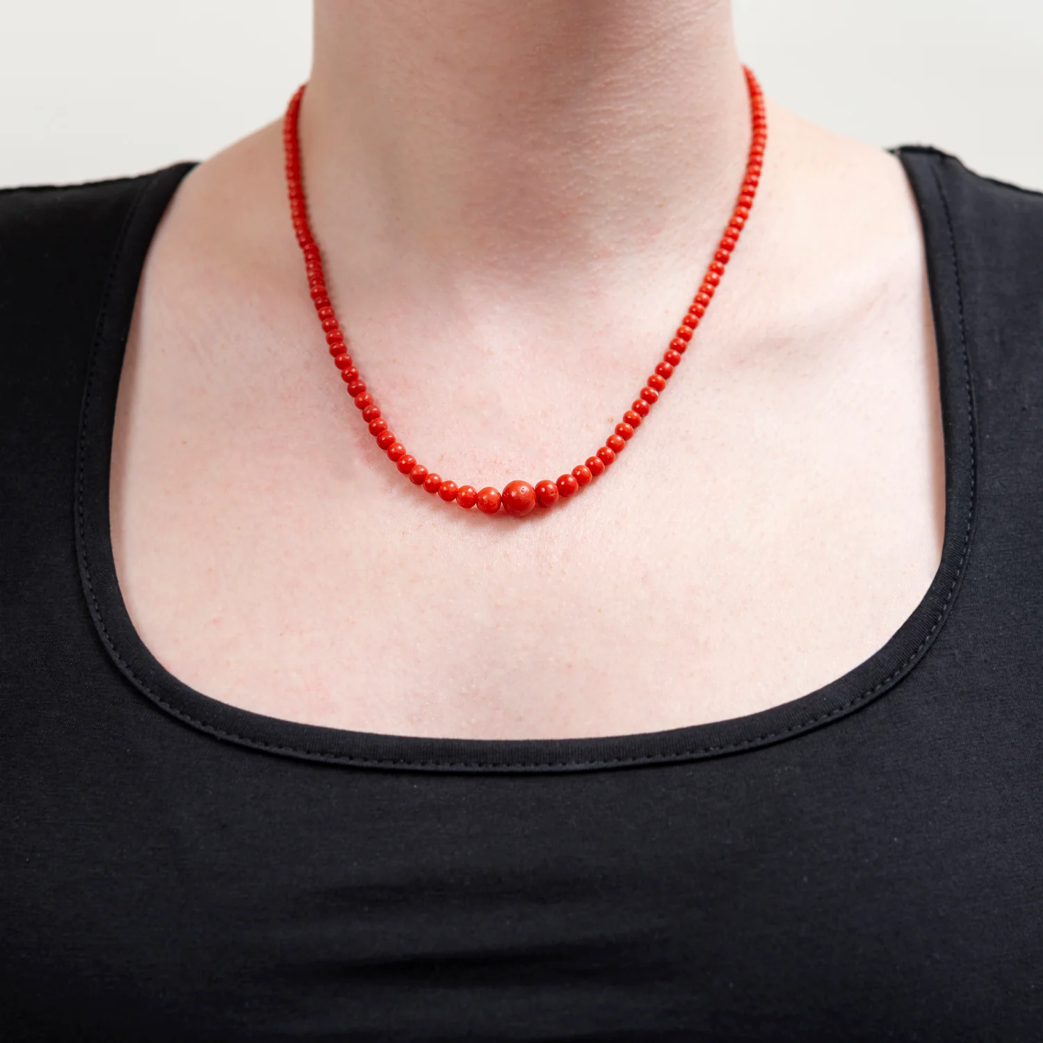Victorian 14k Oxblood Coral Graduated Necklace - Image 6
