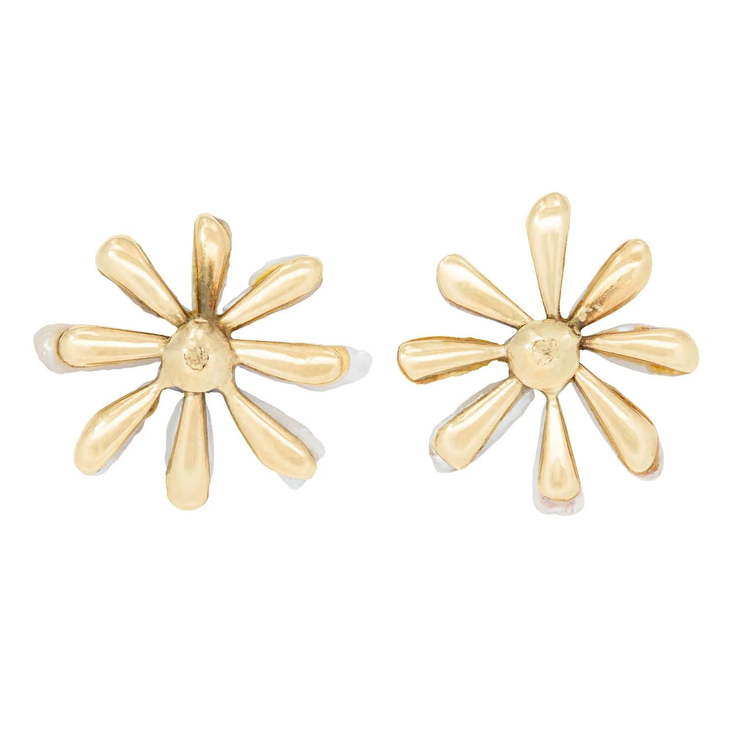 Victorian 14k Pearl and Diamond Flower Earrings - Image 3