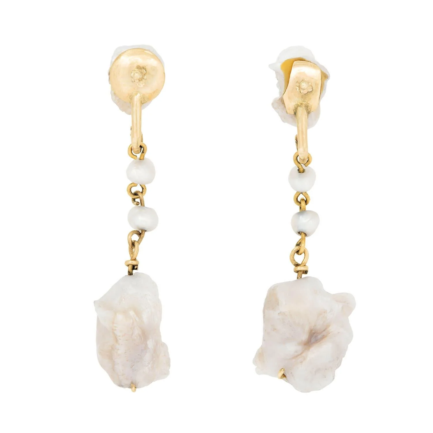 Victorian 14k Pearl Drop Earrings - Image 3