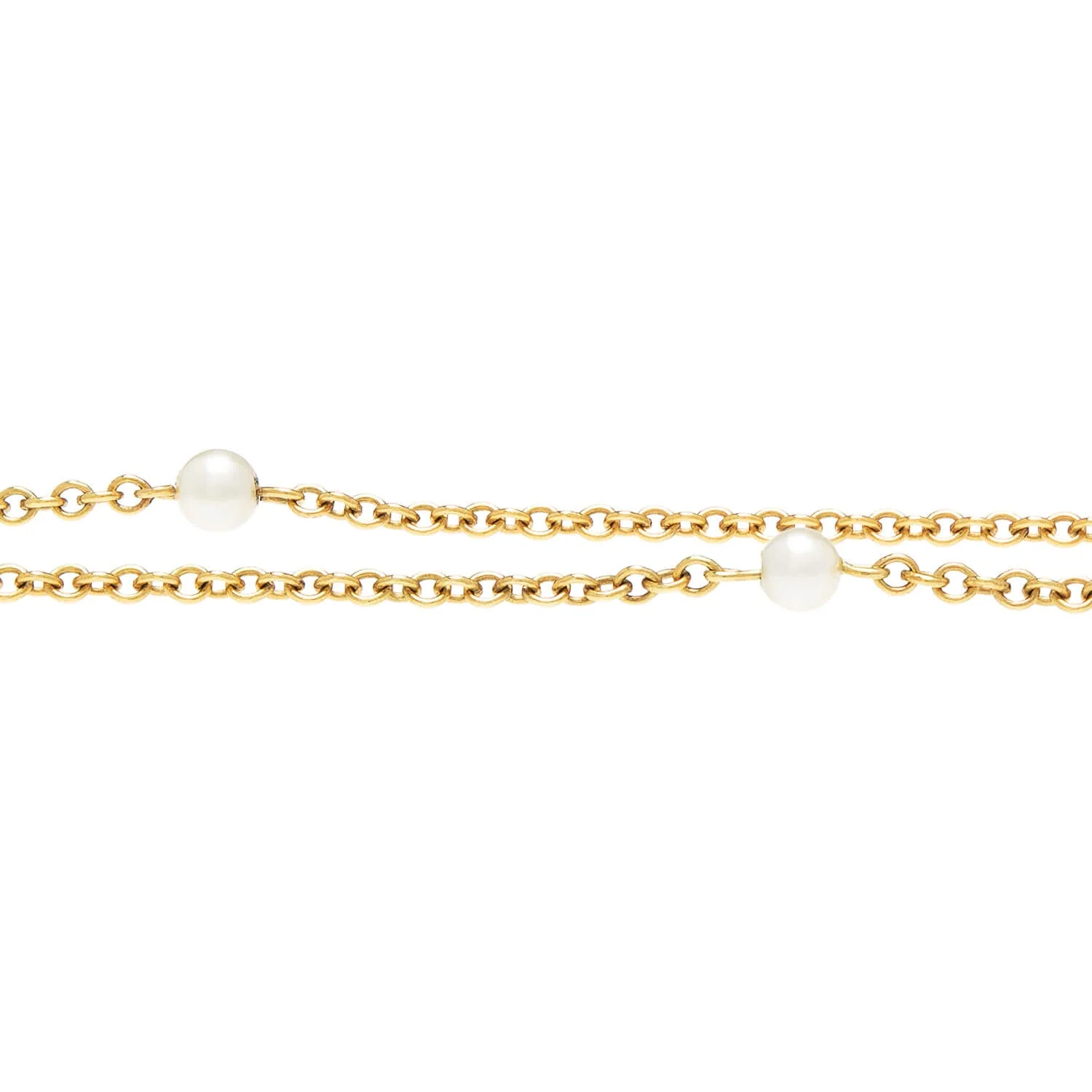 Victorian 14k Pearl + Jade Bead Chain Necklace 34" - Image 2