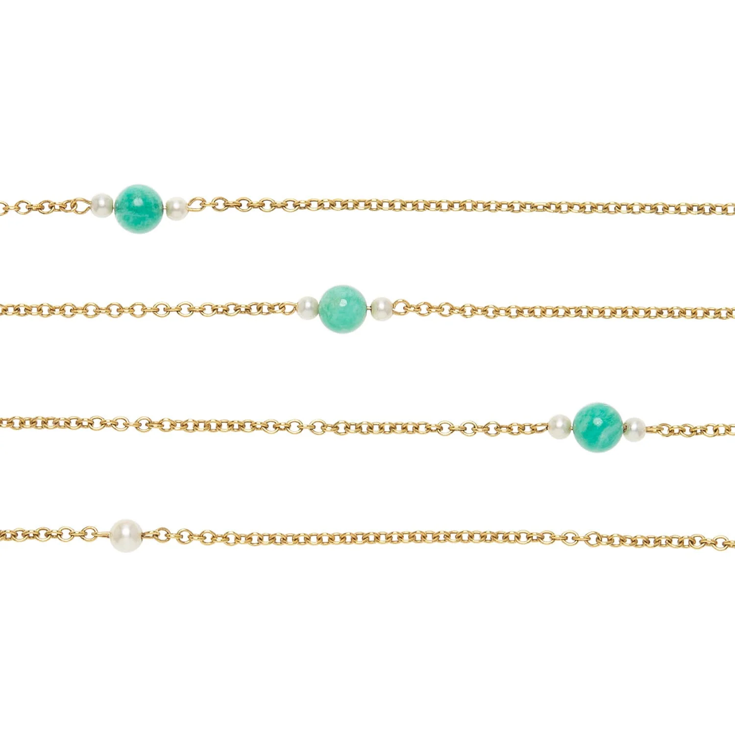 Victorian 14k Pearl + Jade Bead Chain Necklace 34" - Image 4