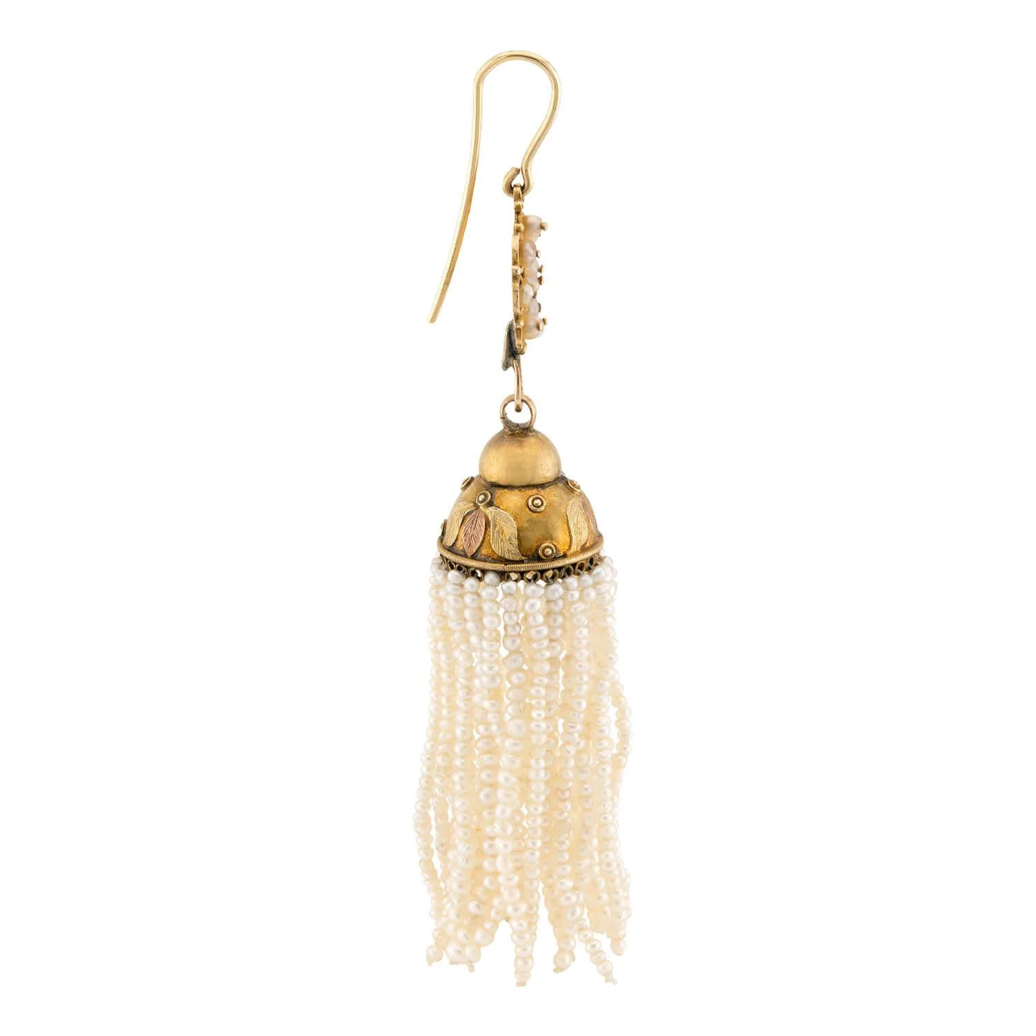 Victorian 14k Pearl Tassel Earrings - Image 2