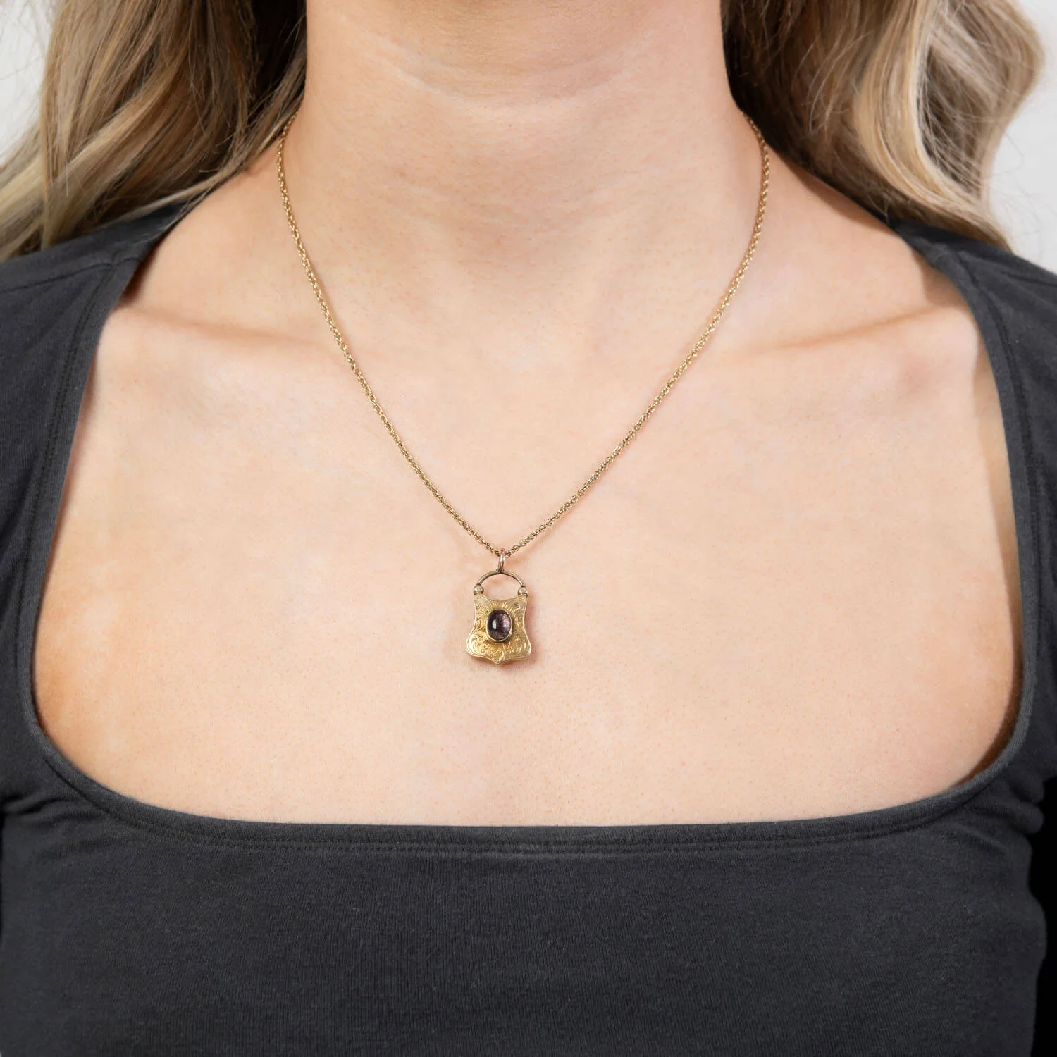 Victorian 14k Quartz Padlock Pendant Necklace - Image 6