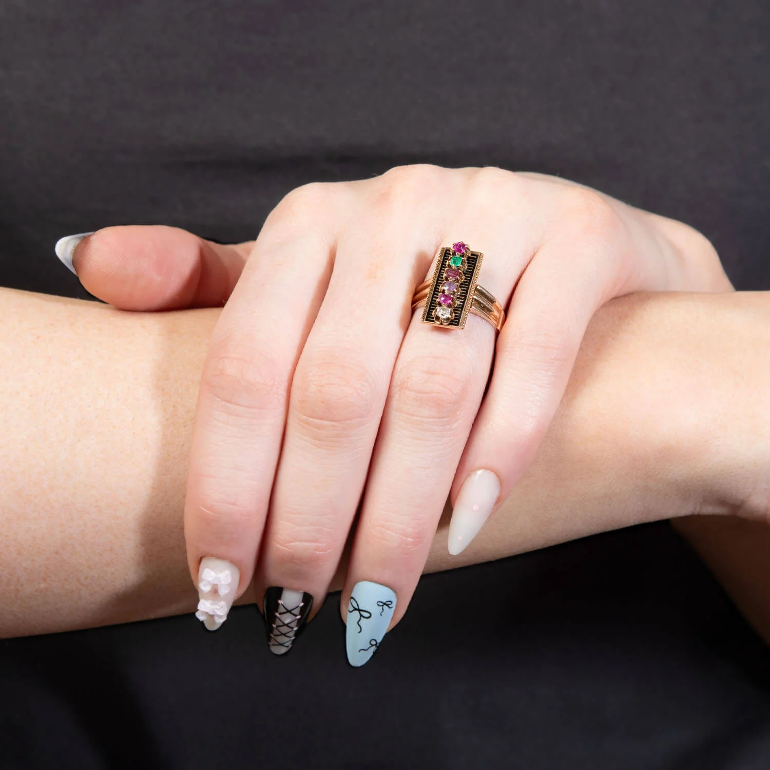 Victorian 14k "REGARD" and Enamel Ring - Image 6