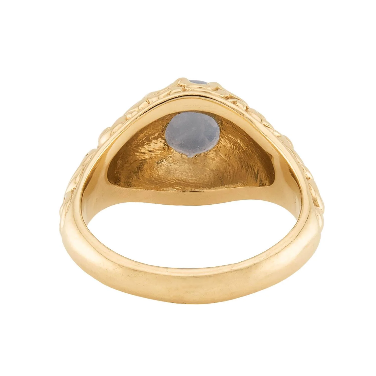 Victorian 14k Repousse Moonstone & Diamond Ring - Image 5