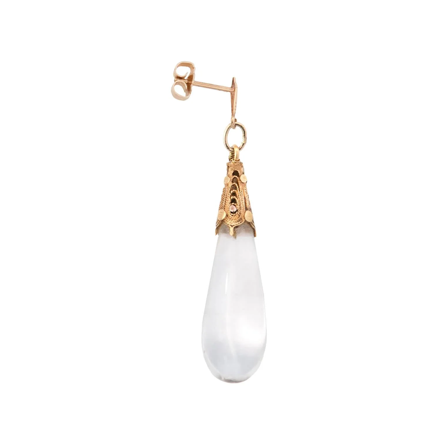 Victorian 14k Rock Quartz Crystal Drop Earrings - Image 2