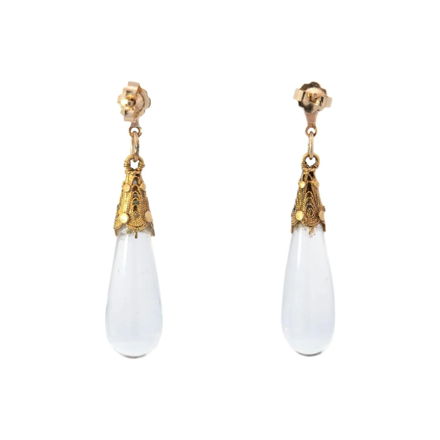 Victorian 14k Rock Quartz Crystal Drop Earrings - Image 3