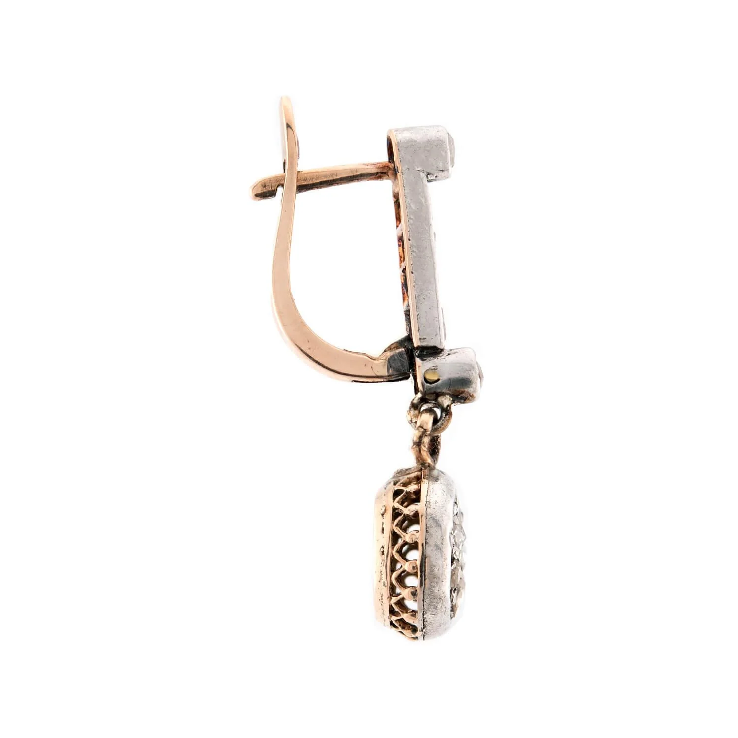 Victorian 14k Rose Cut Diamond Drop Earrings - Image 2