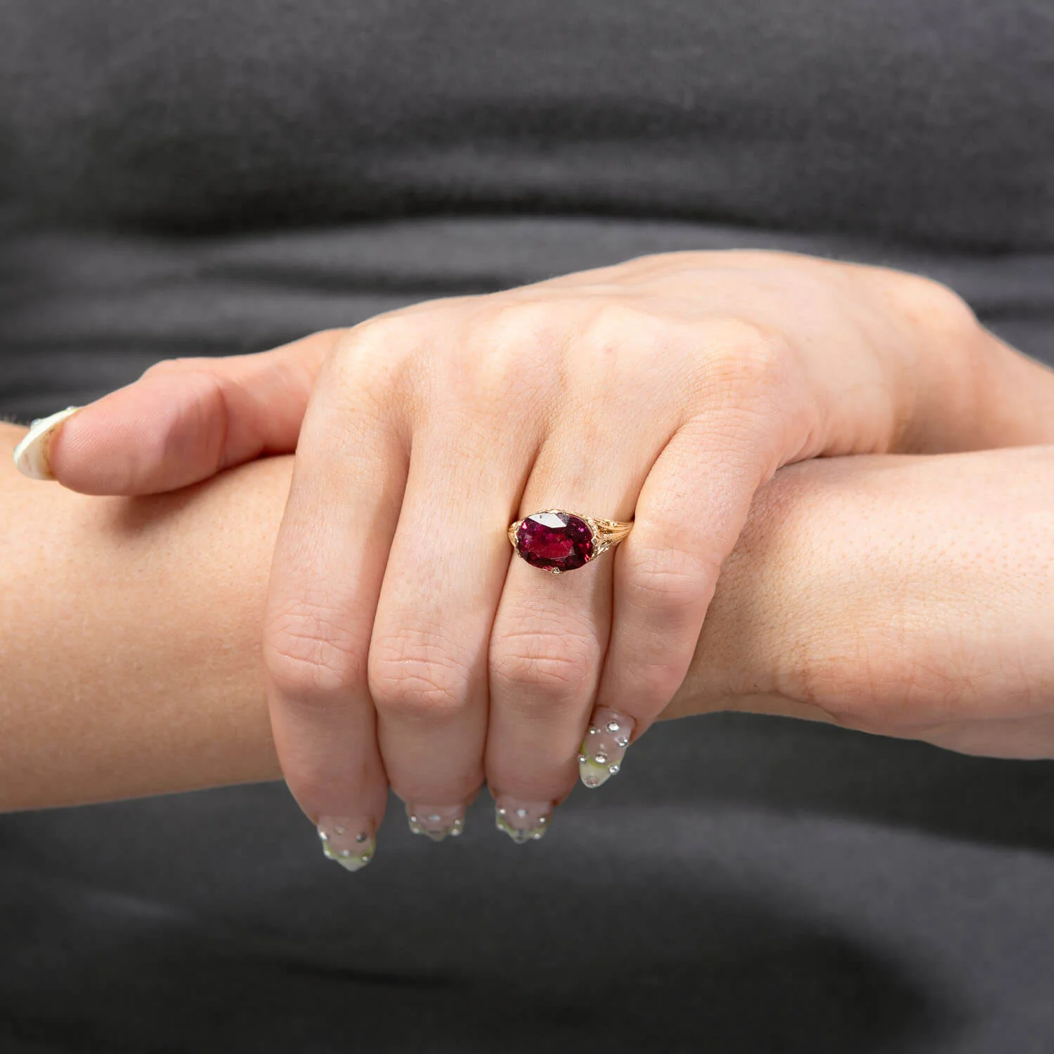 Victorian 14k 3.48ct Rubellite Ring - Image 6