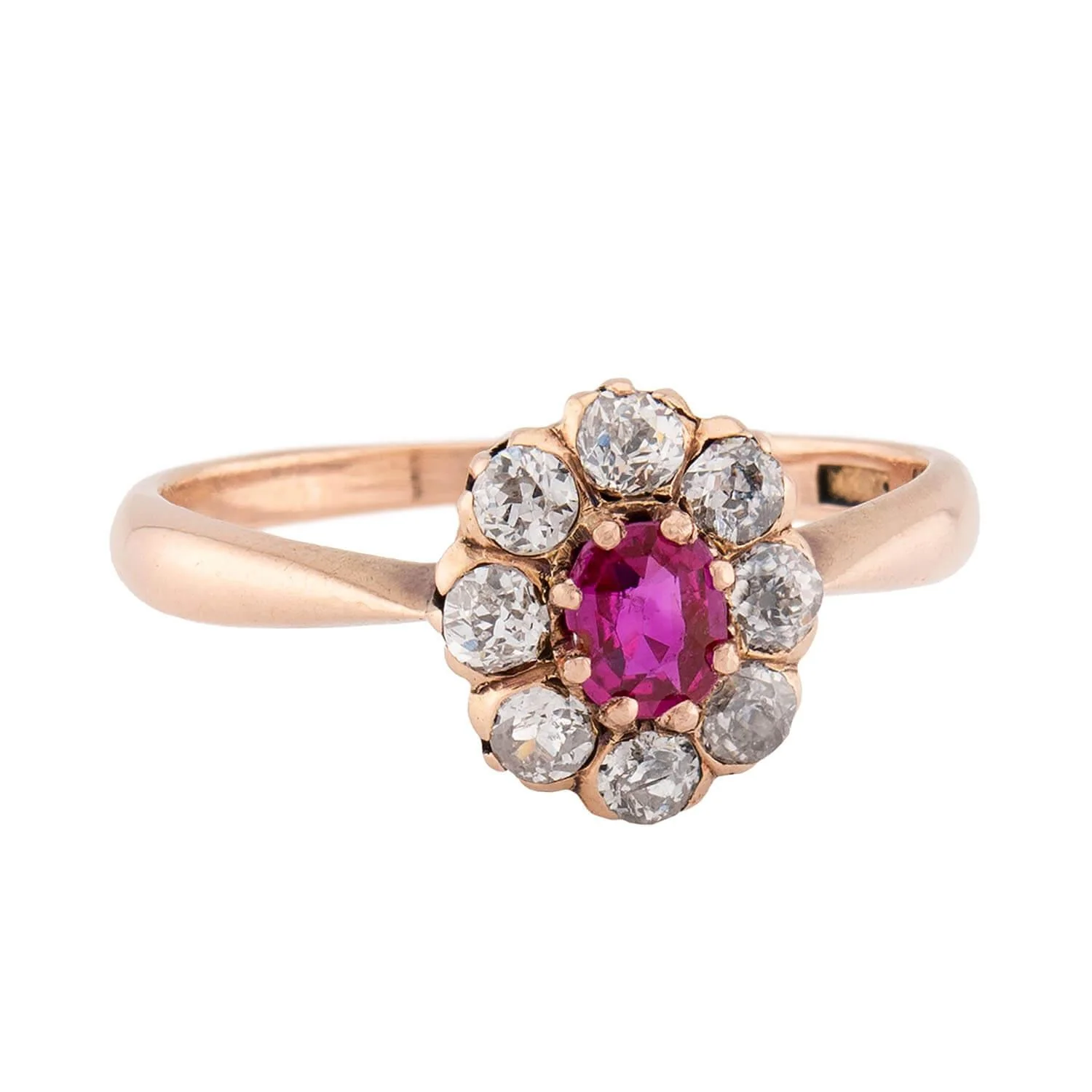 Victorian 14k Ruby & Diamond Halo Ring - Image 2