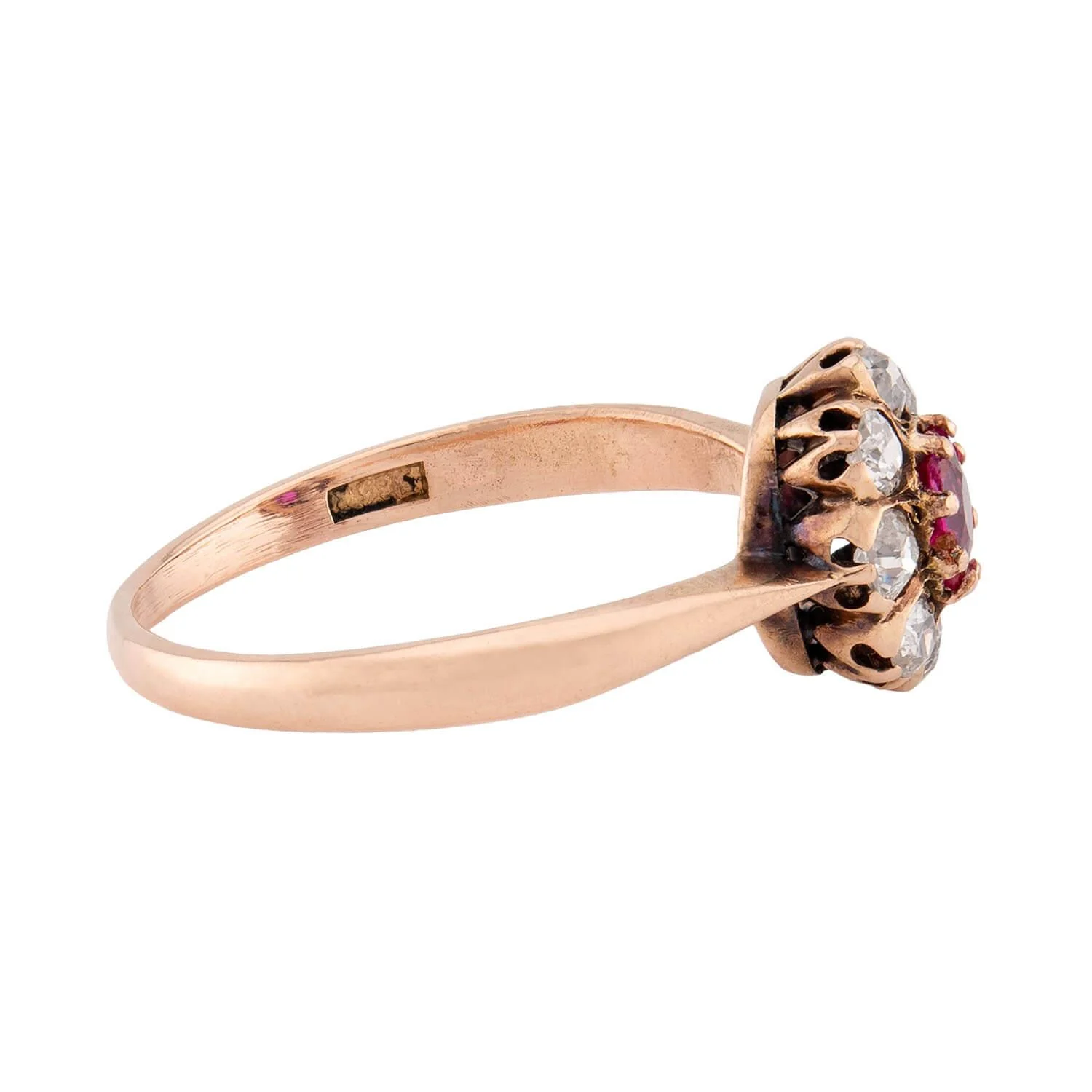 Victorian 14k Ruby & Diamond Halo Ring - Image 3