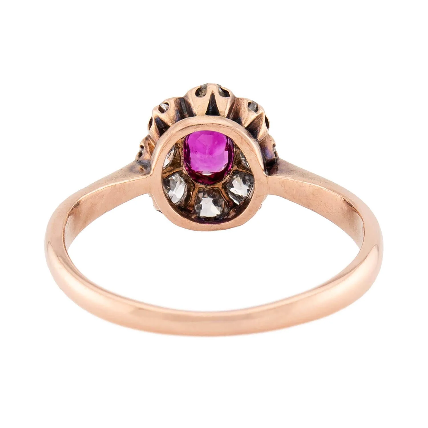 Victorian 14k Ruby & Diamond Halo Ring - Image 5
