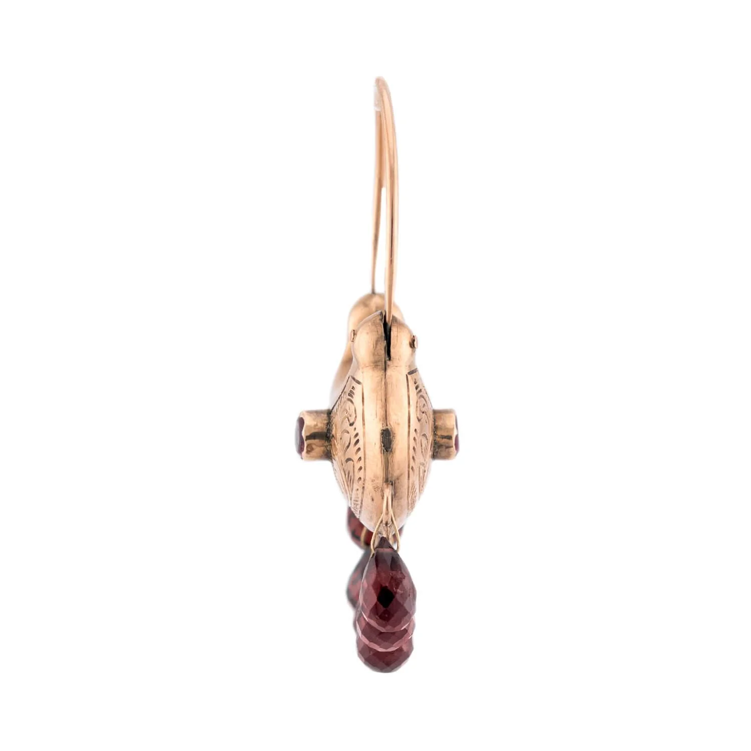 Victorian 14k "Ruby" & Garnet "Gypsy" Earrings - Image 2