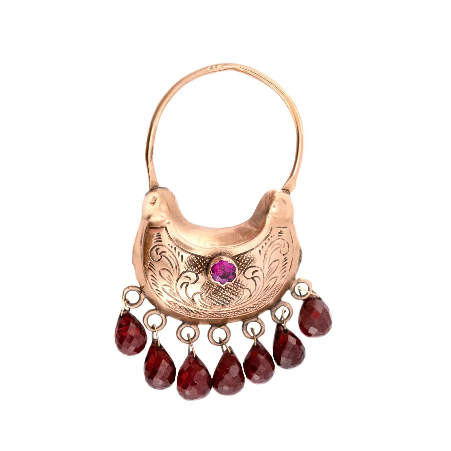 Victorian 14k "Ruby" & Garnet "Gypsy" Earrings - Image 3