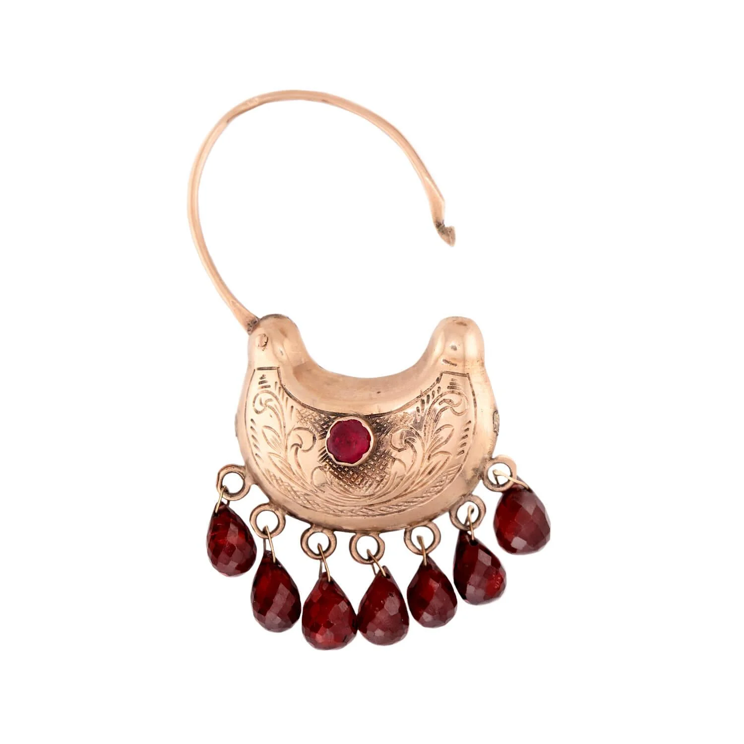 Victorian 14k "Ruby" & Garnet "Gypsy" Earrings - Image 4