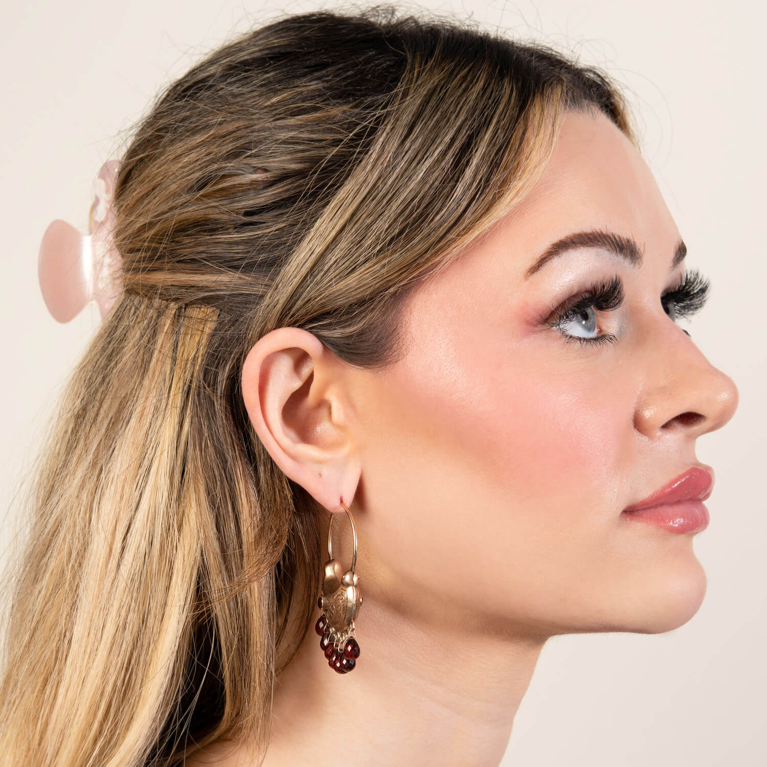 Victorian 14k "Ruby" & Garnet "Gypsy" Earrings - Image 5